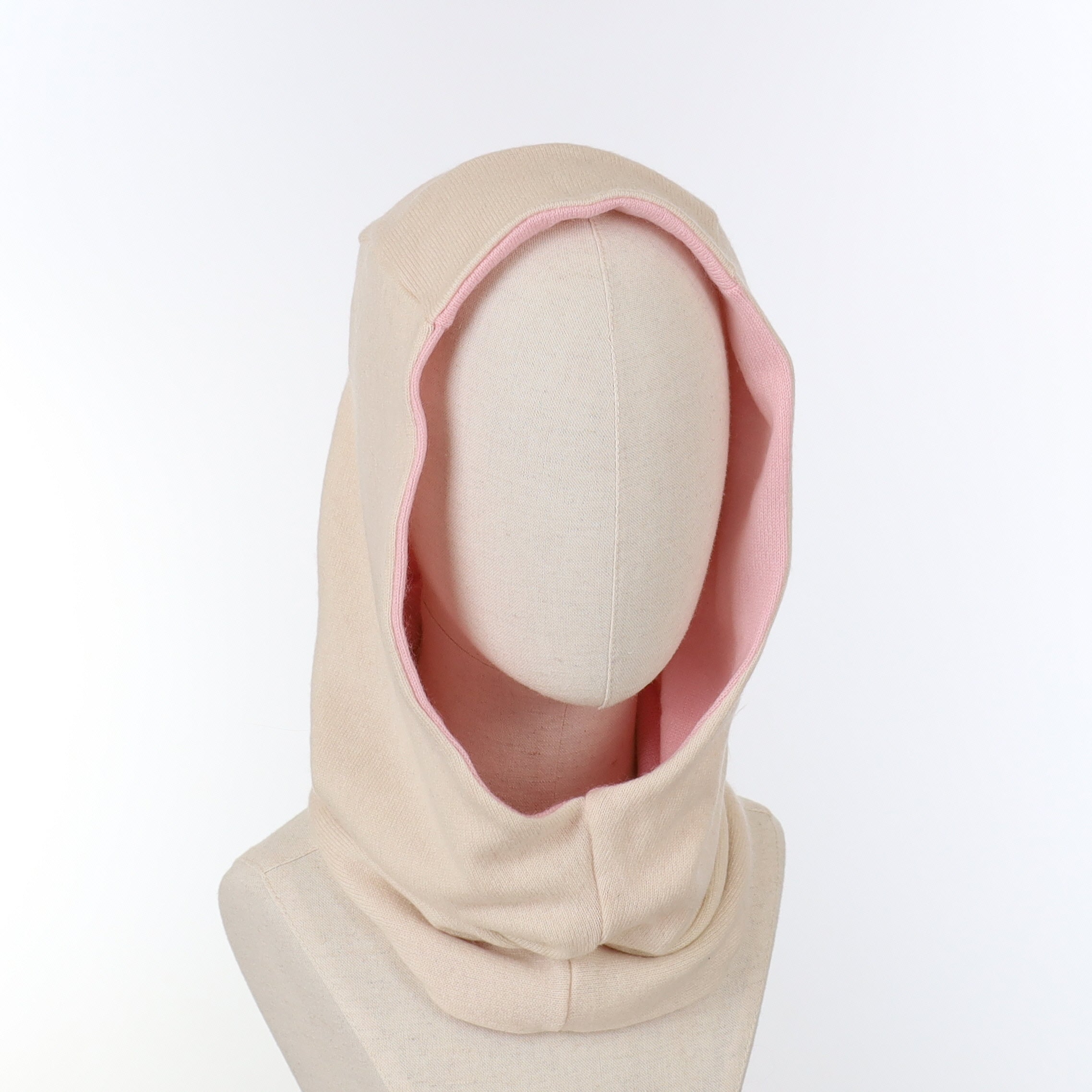 Carnation Pink and Cream Luxury Reversible Cashmere Hood Unisex