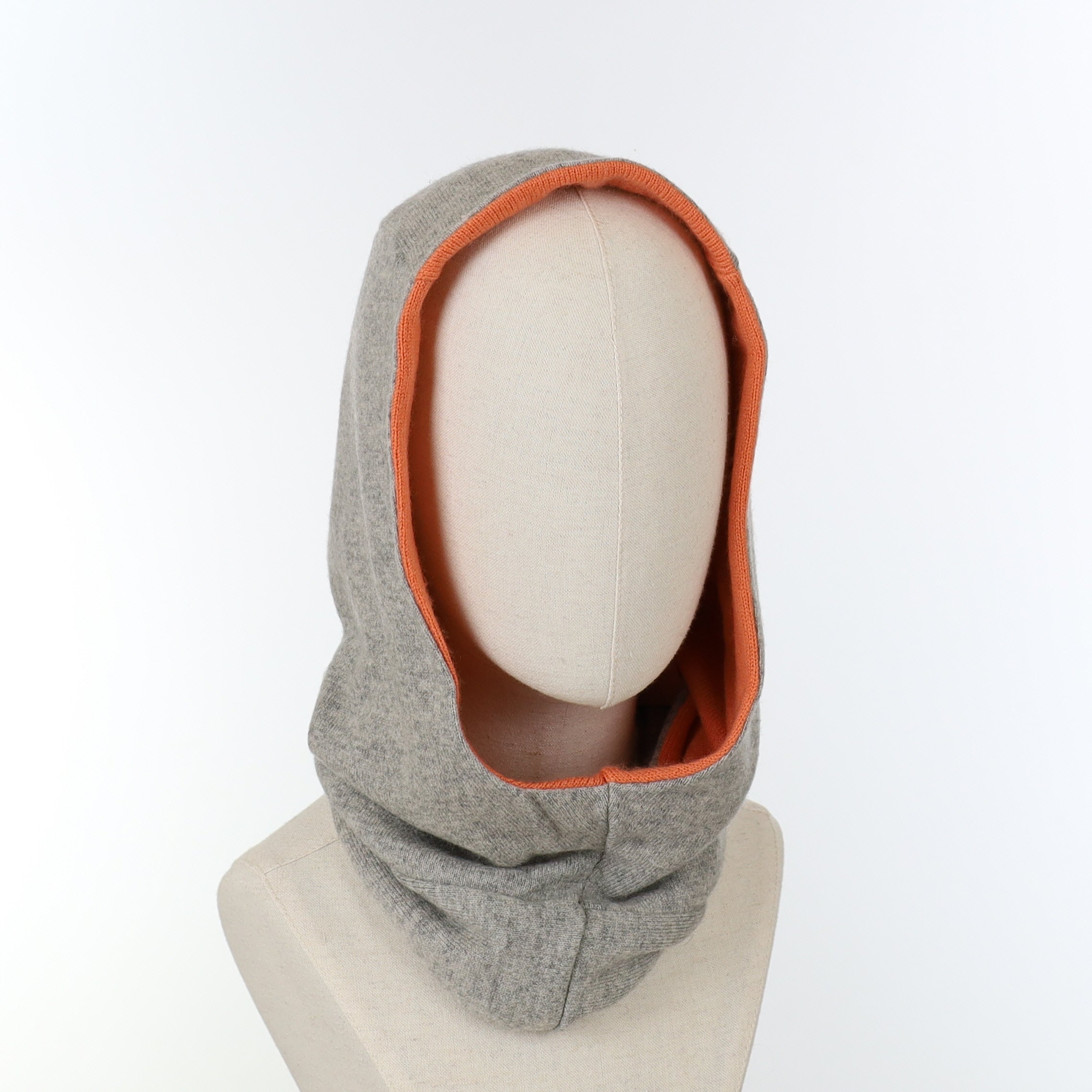 Orange and Ash Grey Luxury Reversible Cashmere Hood Unisex