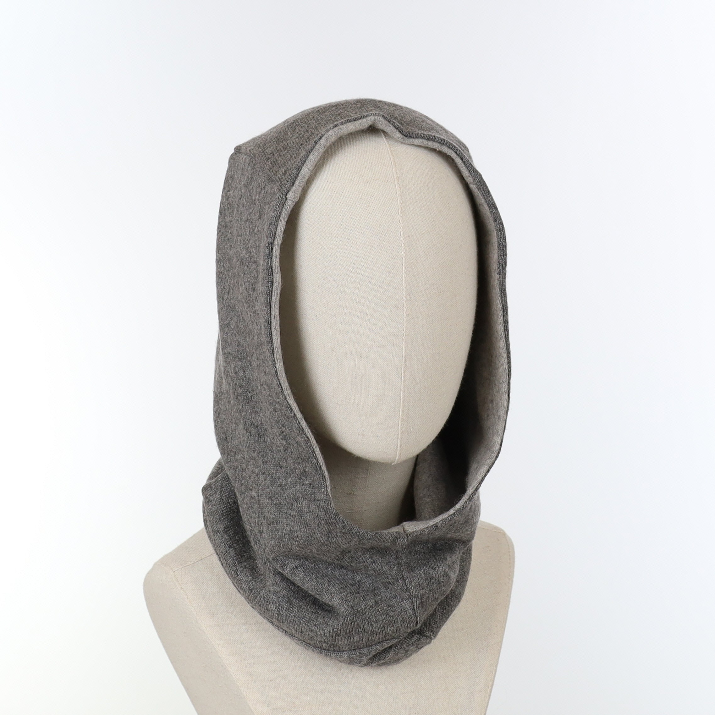 Smoke and Ash Grey Luxury Reversible Cashmere Hood Unisex