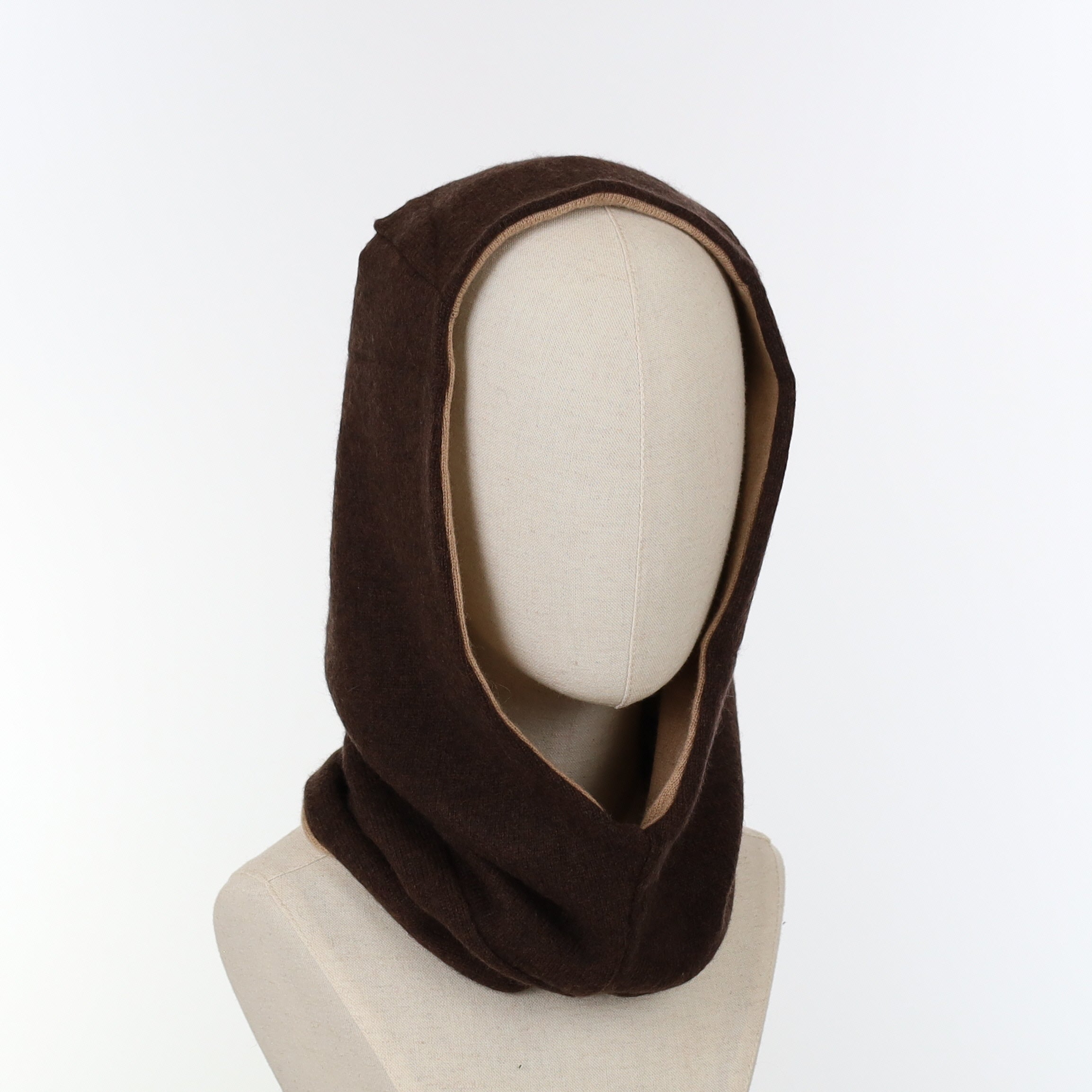 Chocolate Brown and Camel Luxury Reversible Cashmere Hood Unisex