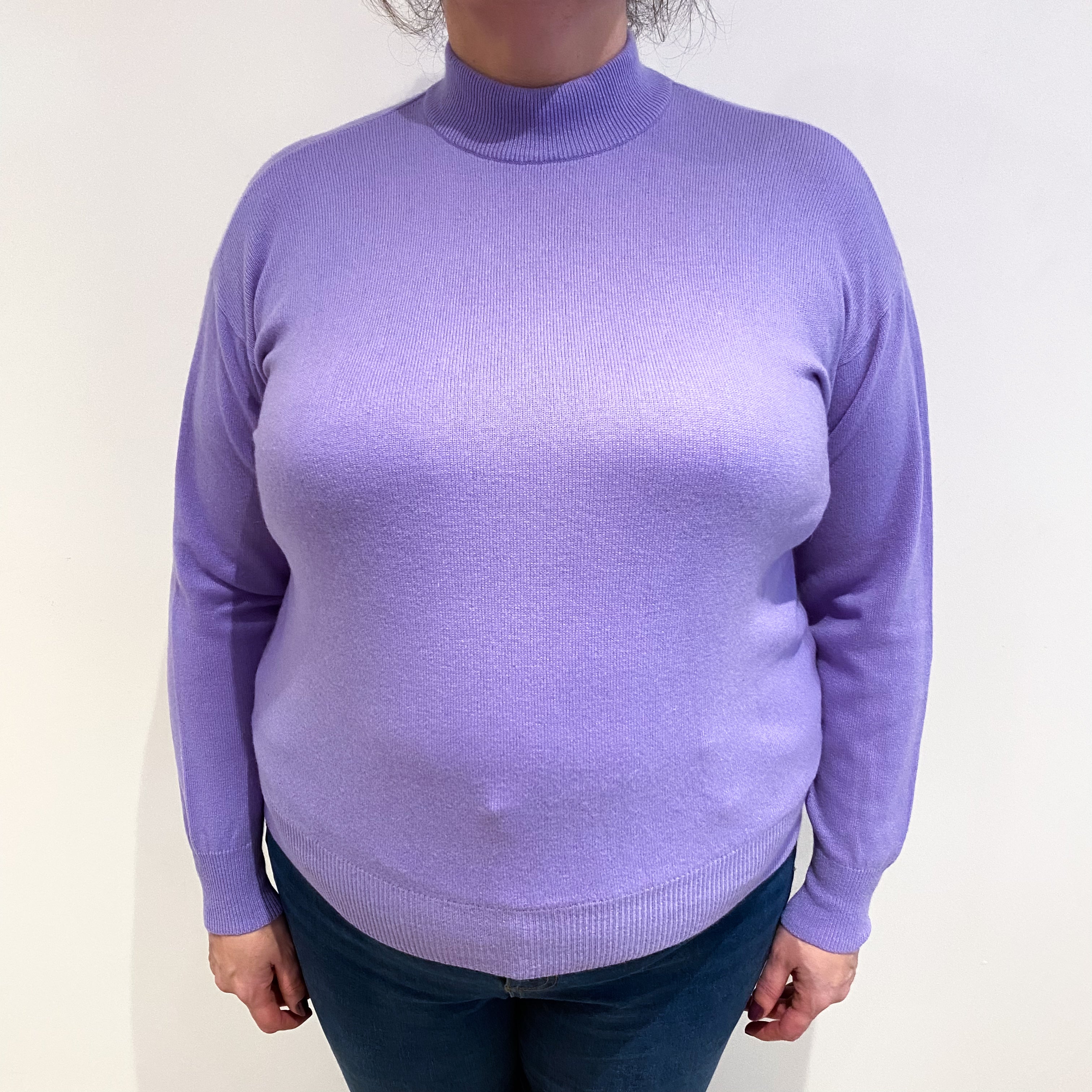 Lavender Purple Cashmere Turtle Neck Jumper Extra Large