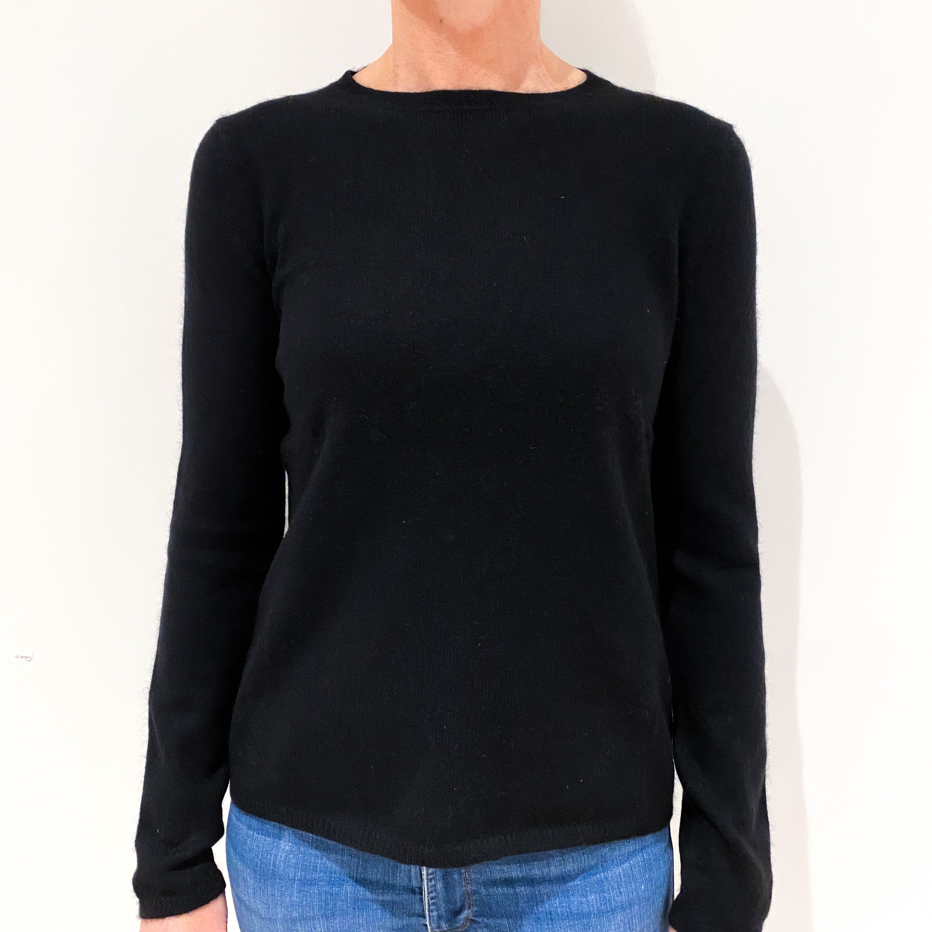 Black Cashmere Crew Neck Jumper Small
