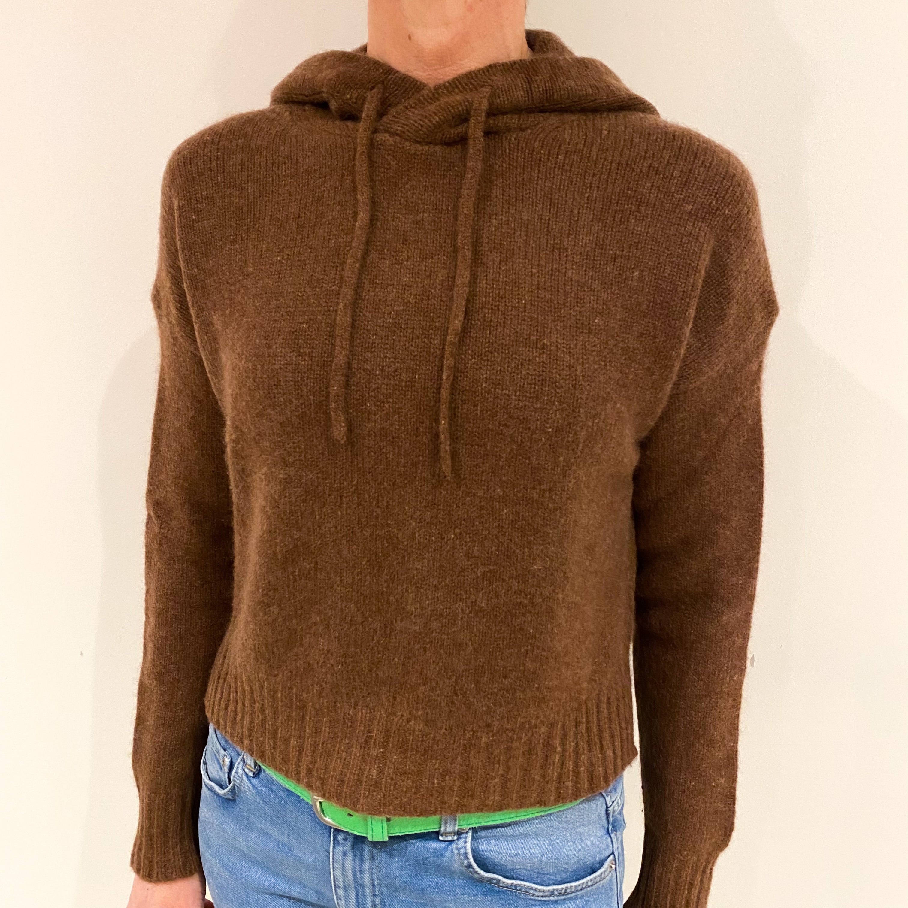 Russet Brown Slouchy Cashmere Hoodie Jumper Small