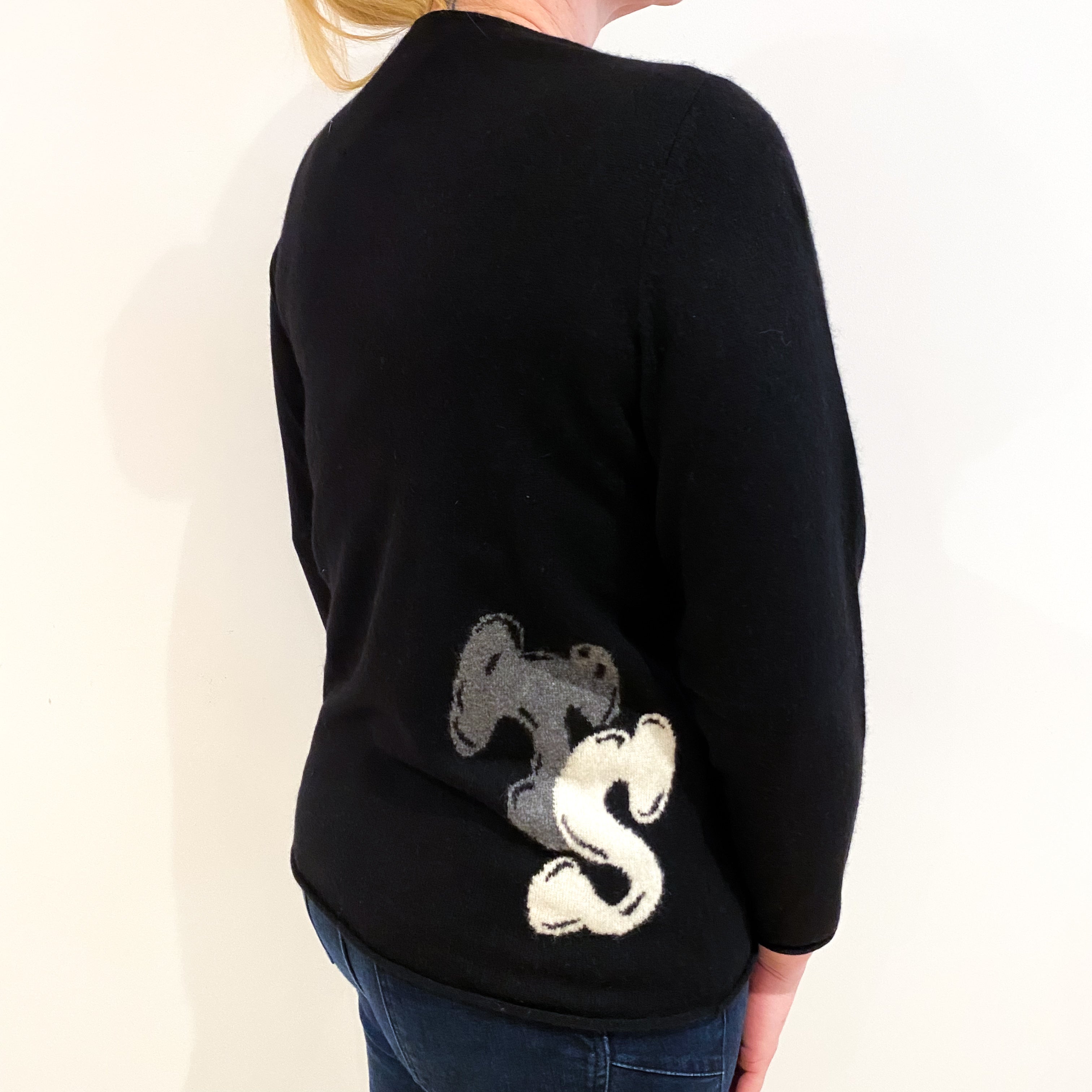 Black Lettered Cashmere Crew Neck Jumper Large