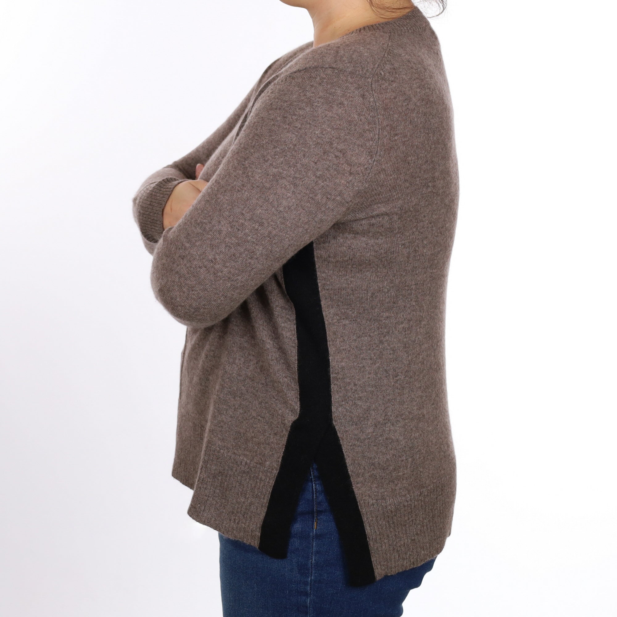 Mocha Brown Cashmere Crew Neck Jumper Large