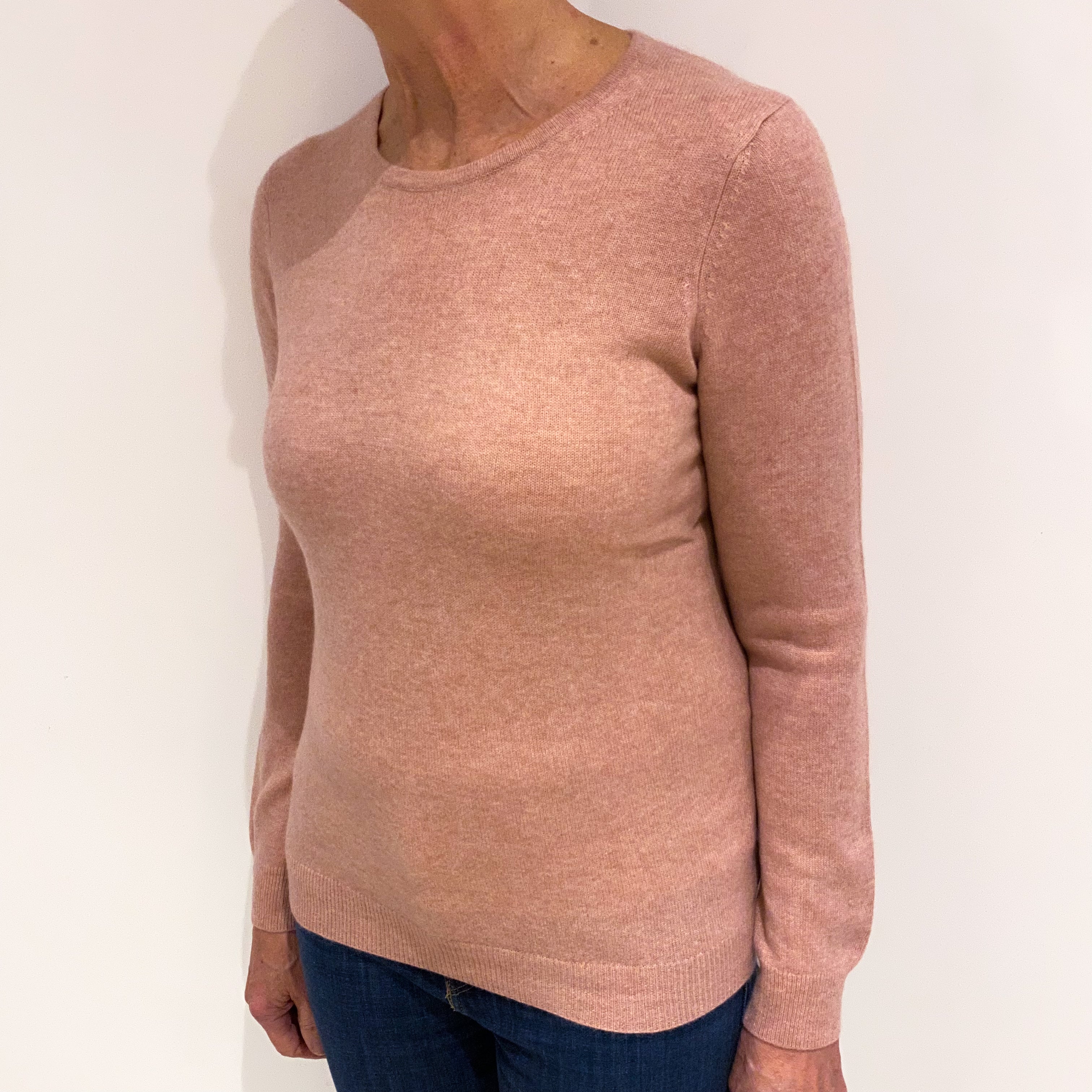 Crushed Strawberry Pink Cashmere Crew Neck Jumper Medium