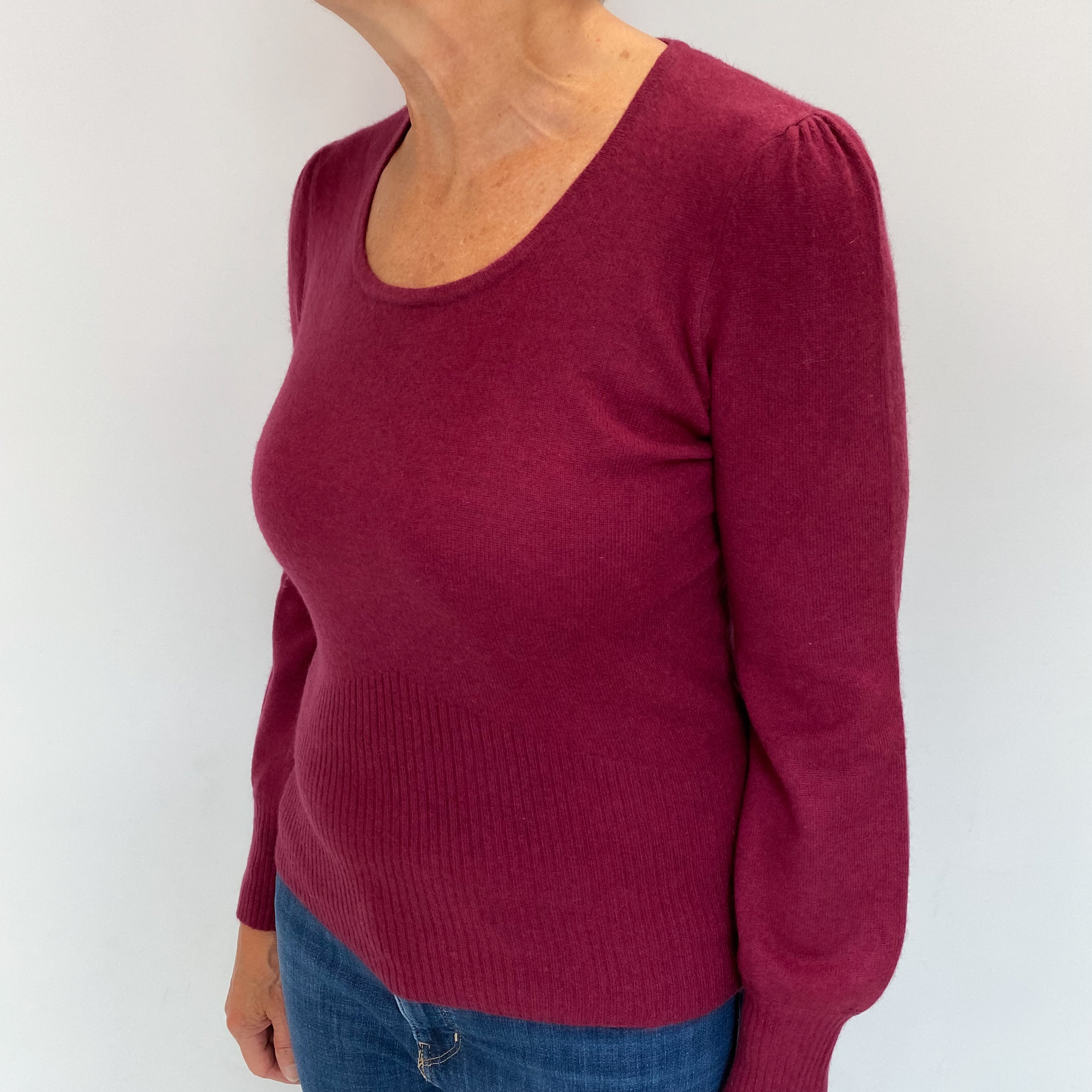 Burgundy Red Cashmere Scoop Neck Jumper Medium