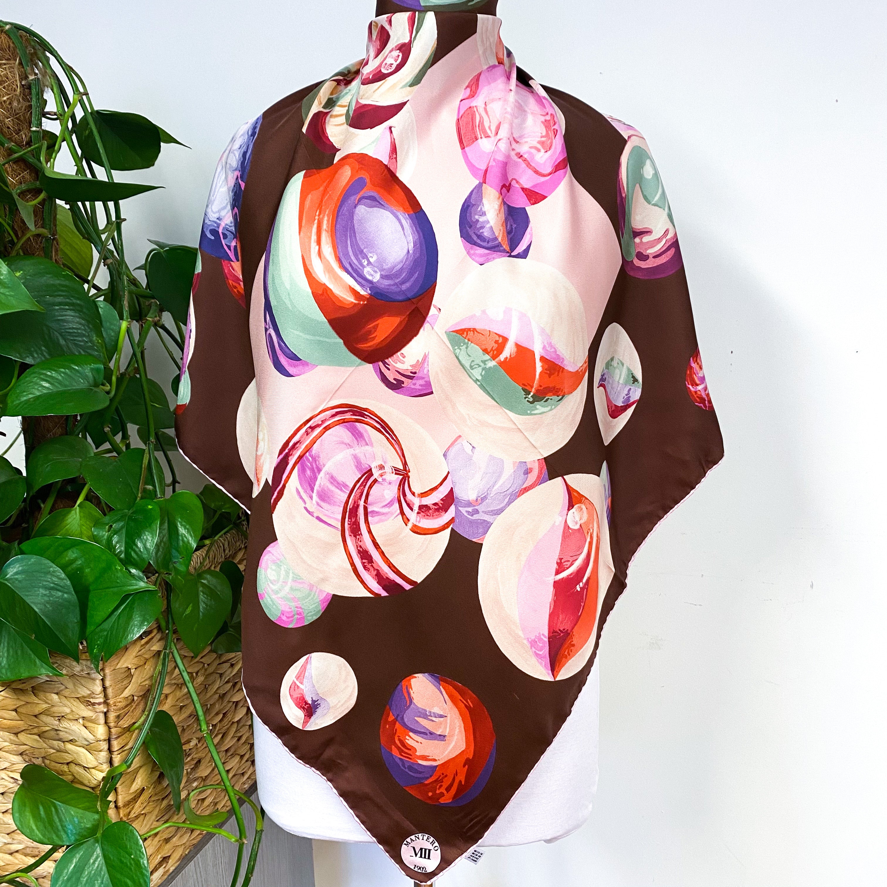 Mantero Italian Circle Design Silk Scarf