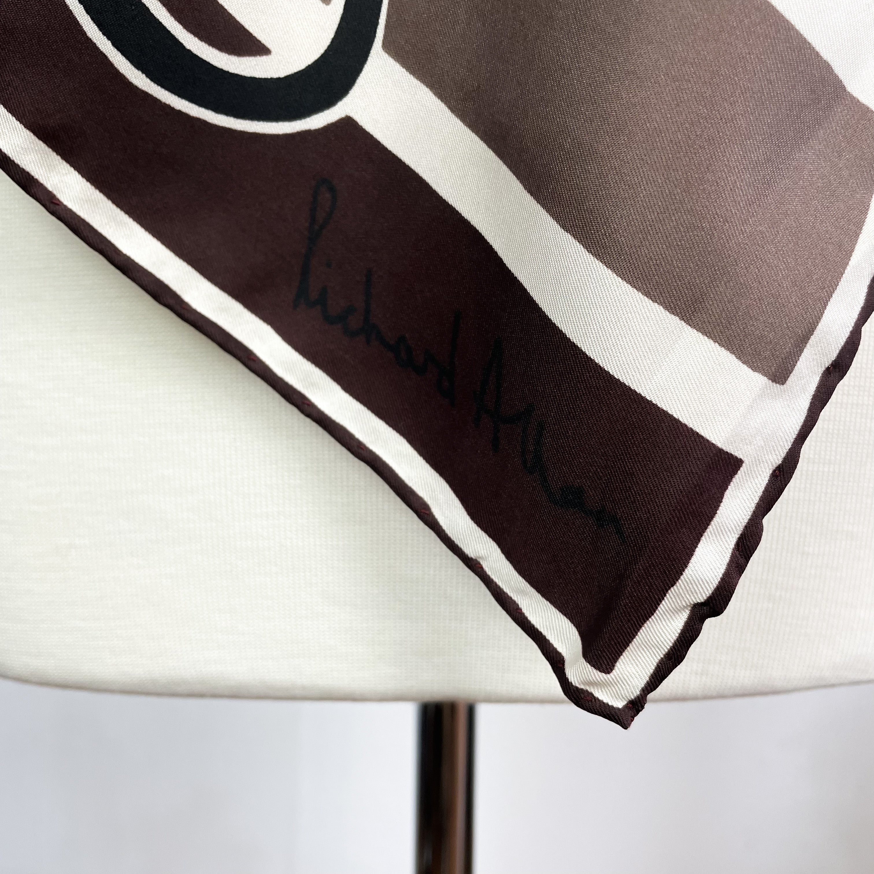 1970s Richard Allan Abstract Design Vintage Silk Scarf