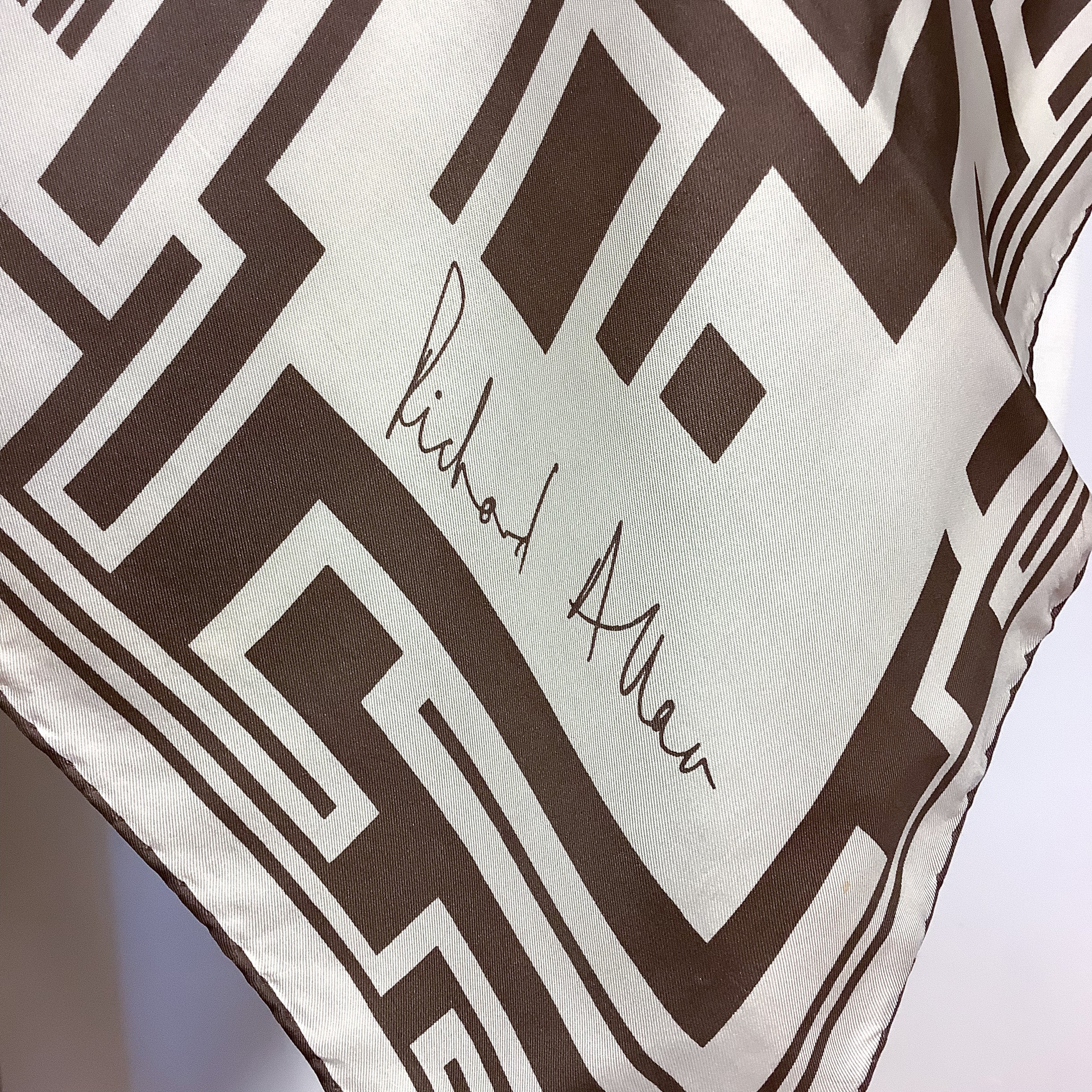 Richard Allen 1970s Geometric Vintage Silk Scarf