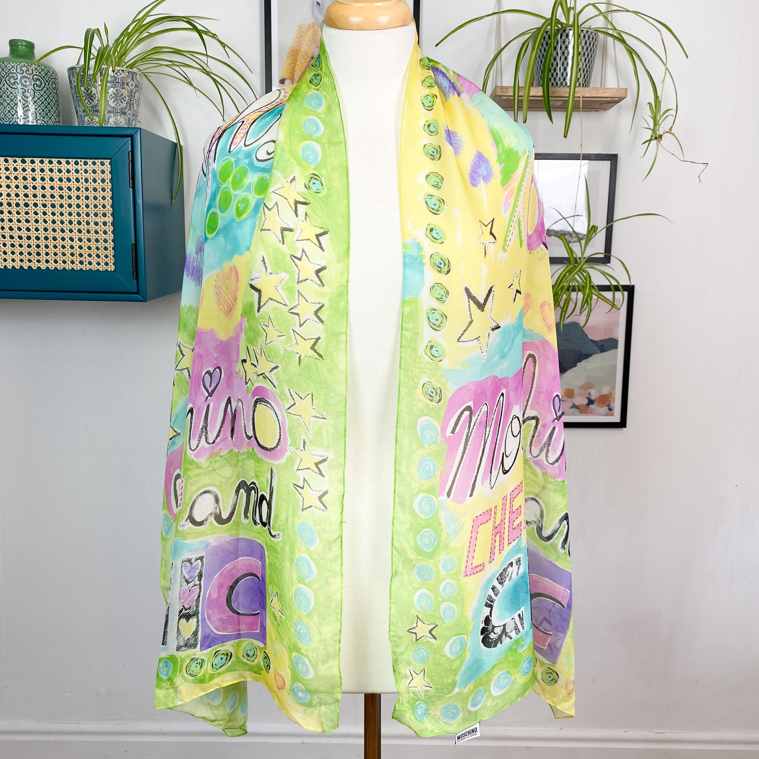 Long Moschino Colourful Silk Scarf