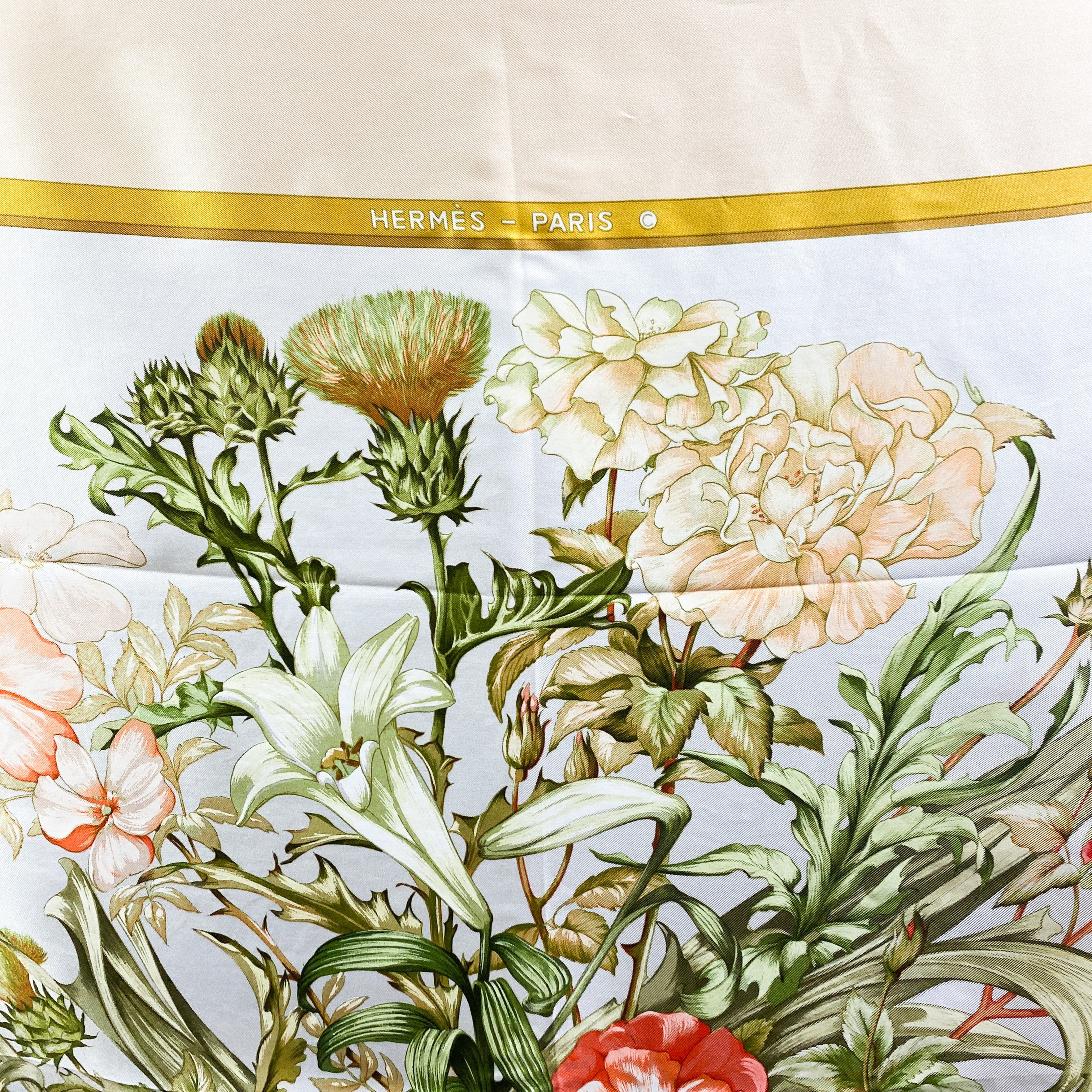 Boxed Hermes Regina 1972 Floral Vintage Silk Scarf