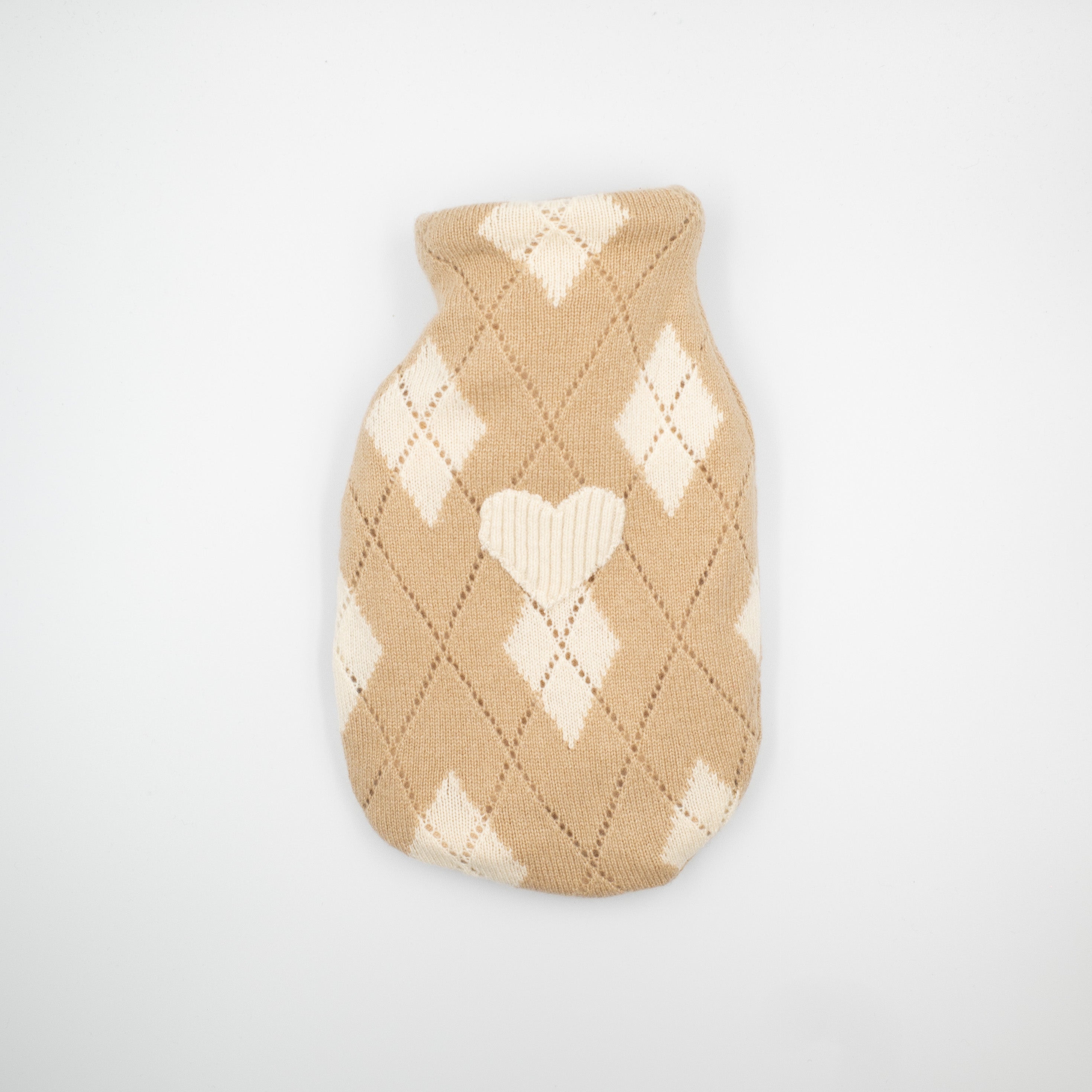 Fudge Brown and Cream Diamond Cashmere Small Hot Water Bottle