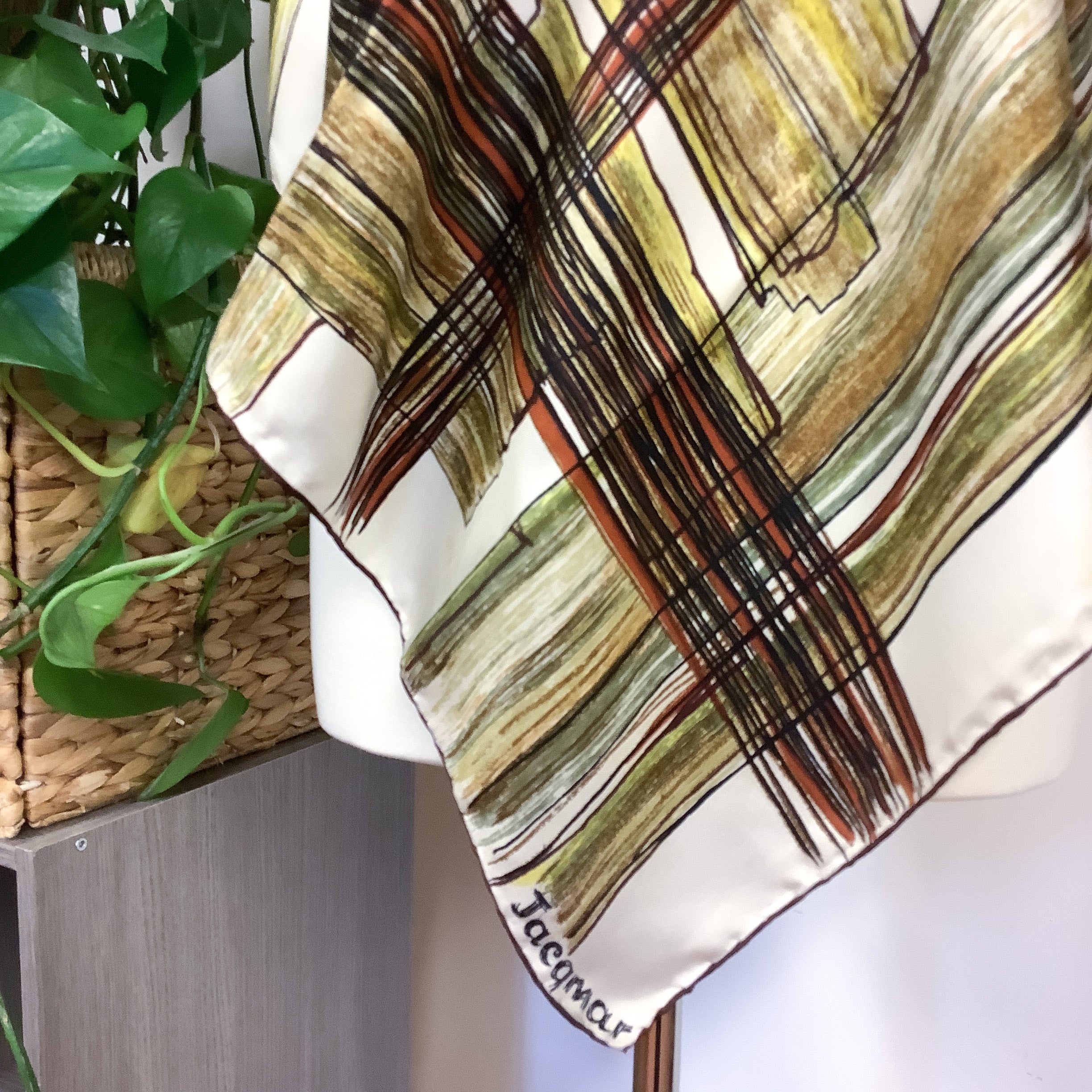 Jacqmar 1970s Abstract Vintage Silk Scarf