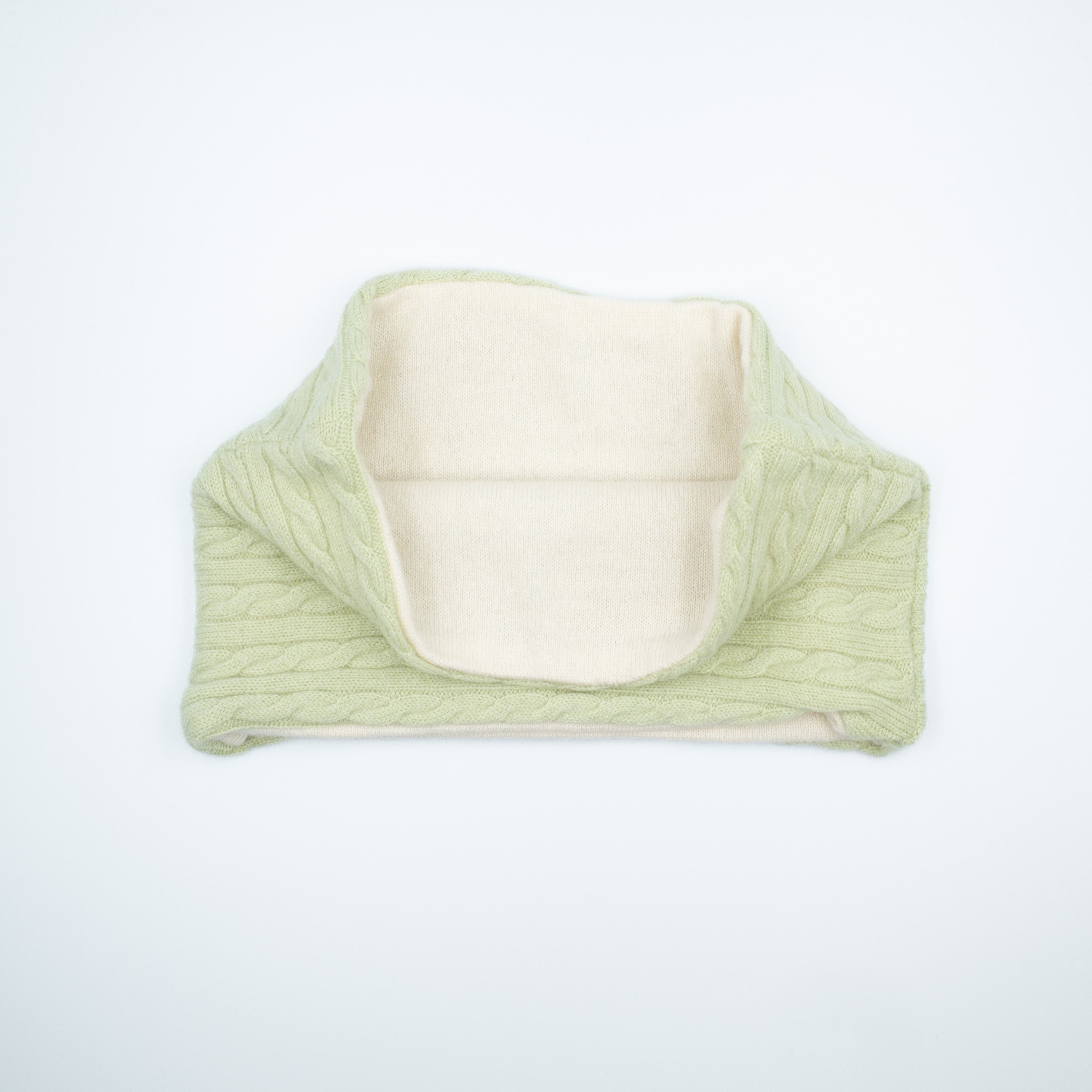 Pale Green Cable and Cream Neck Warmer