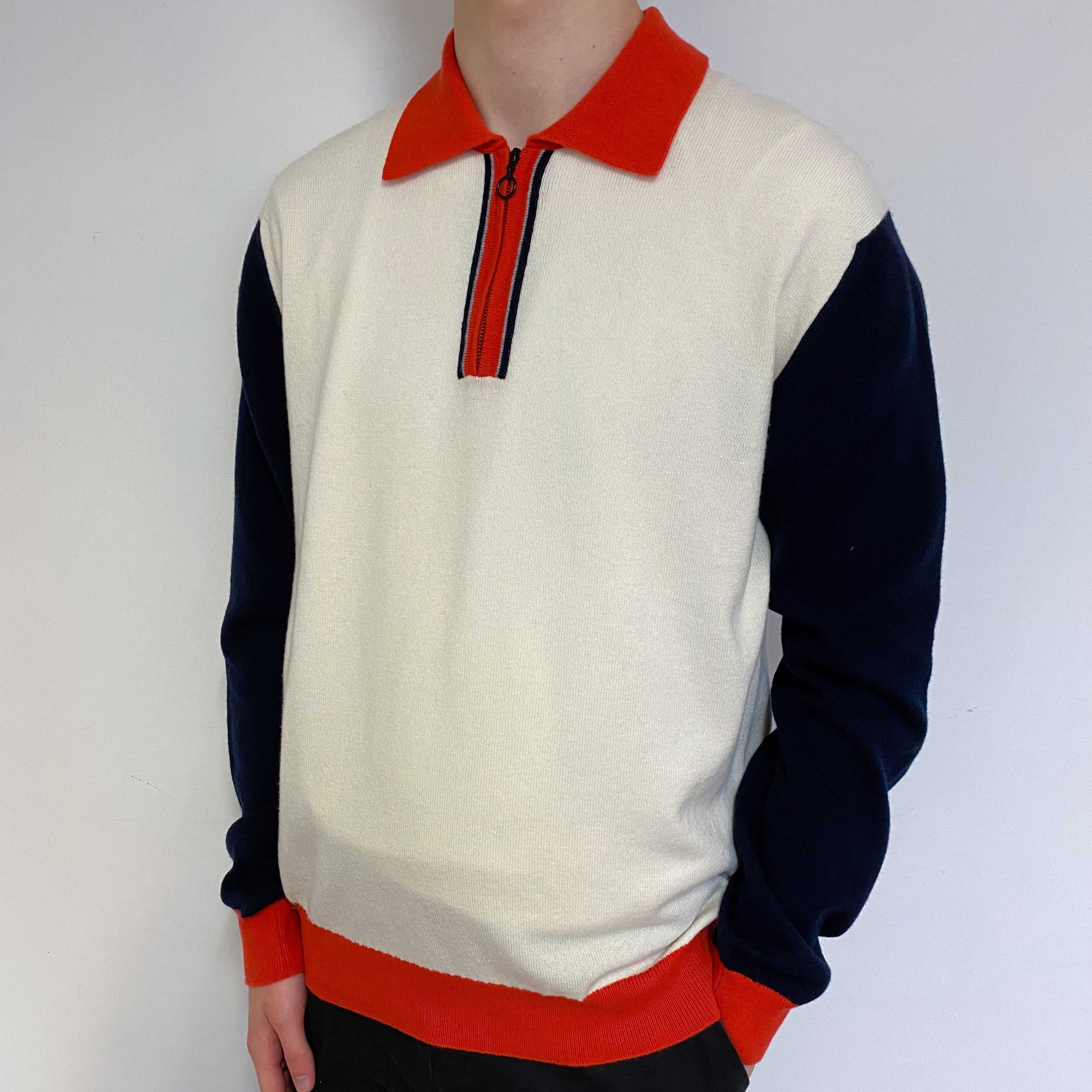 Men’s Brand New Collared Zip Neck Jumper Medium