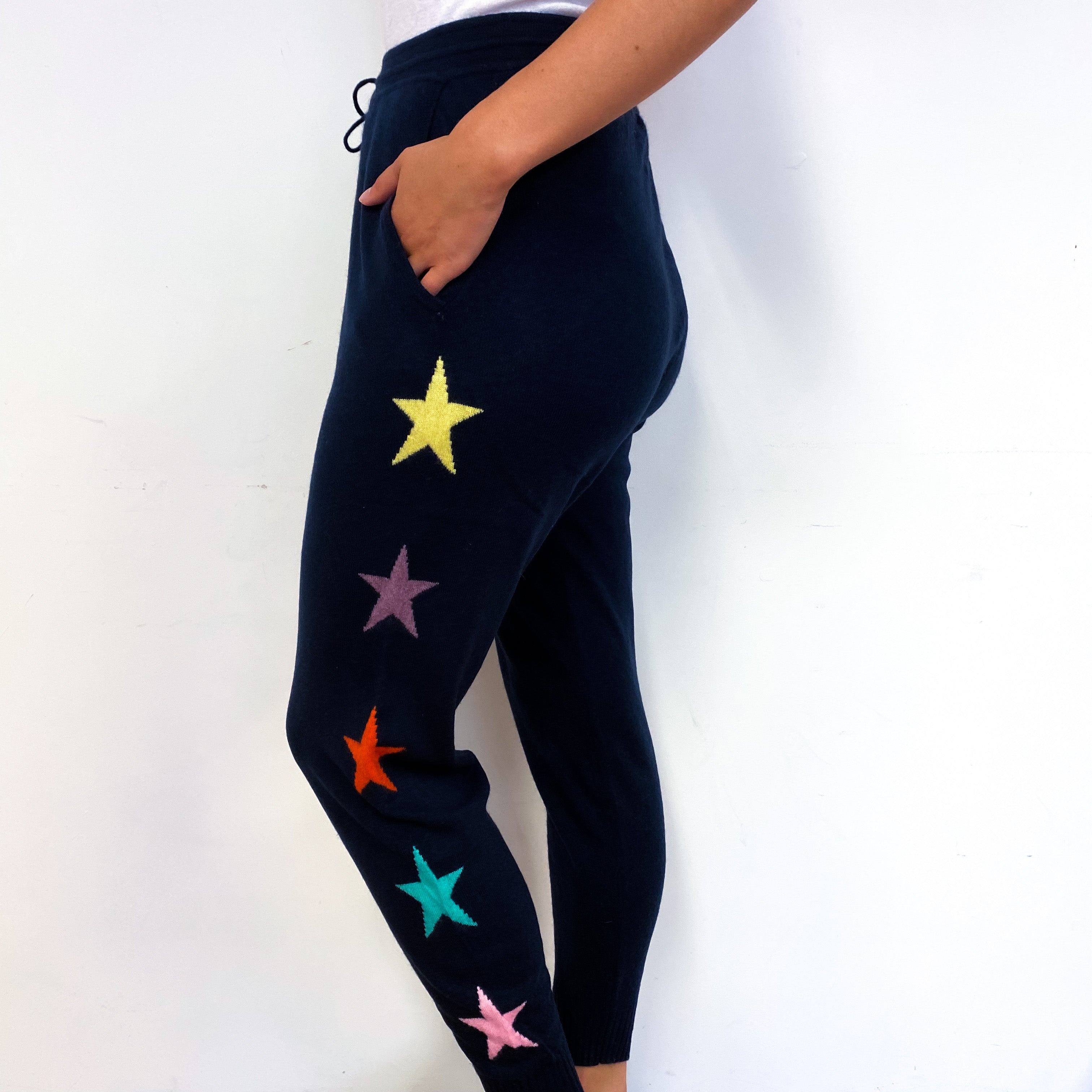 Dark Navy Colourful Star Cashmere Lounge Pants Small