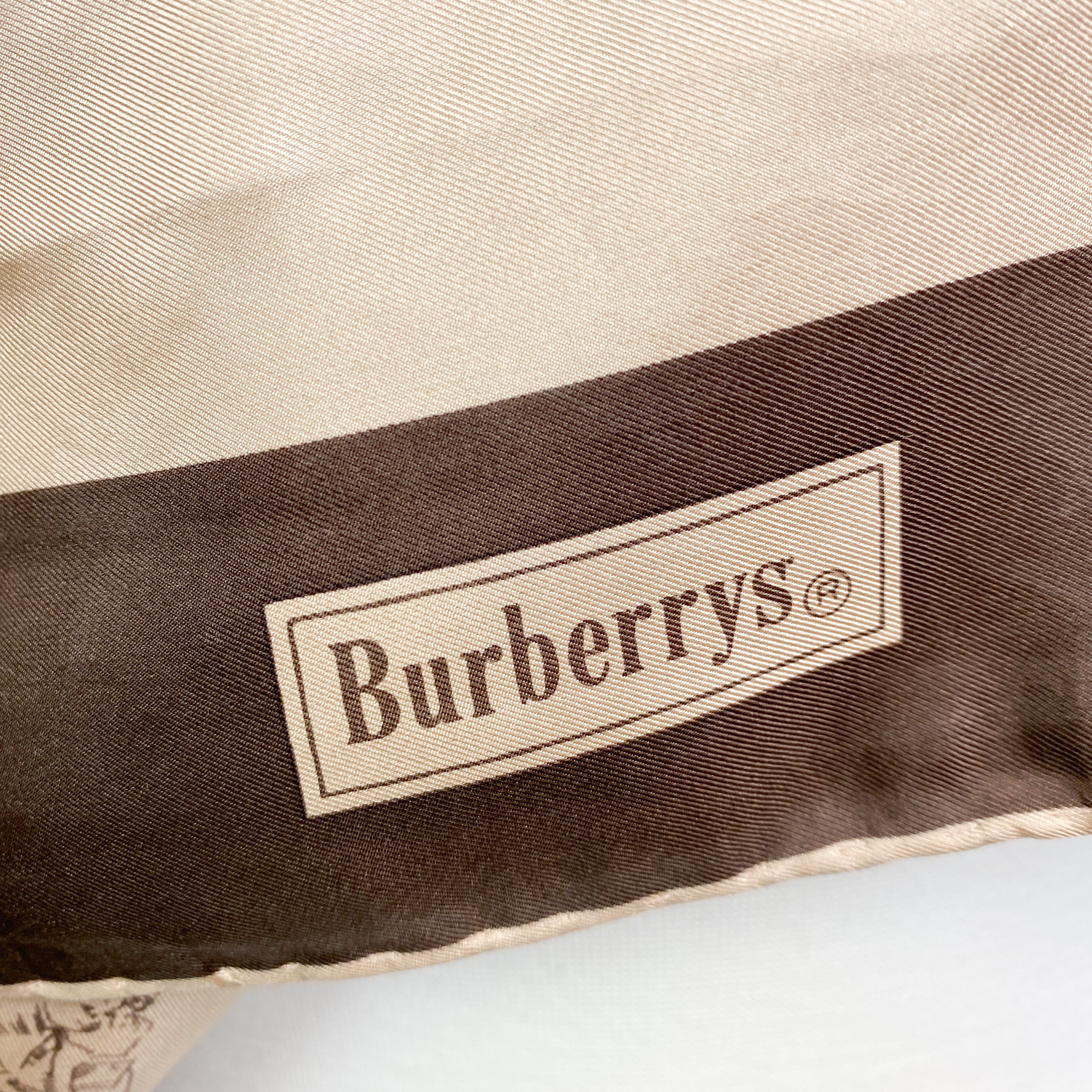 Burberry Old Aircraft Scene Vintage Silk Scarf