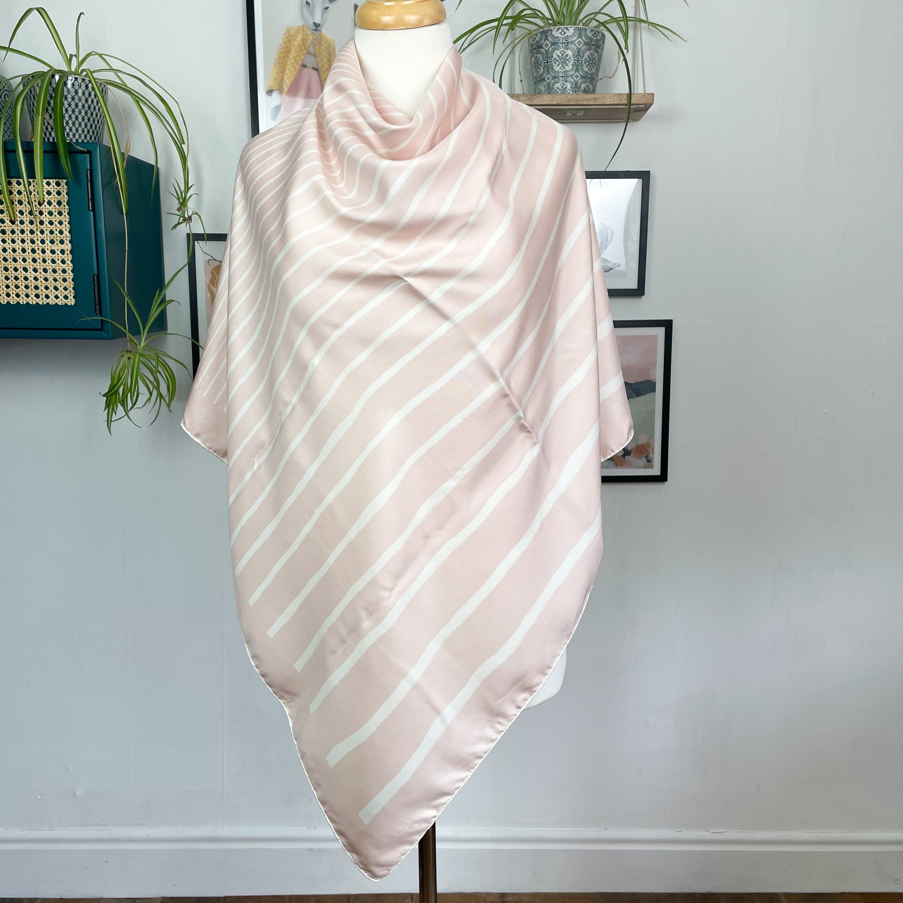 Boxed Hermes Oyster Pink Modern Silk Scarf