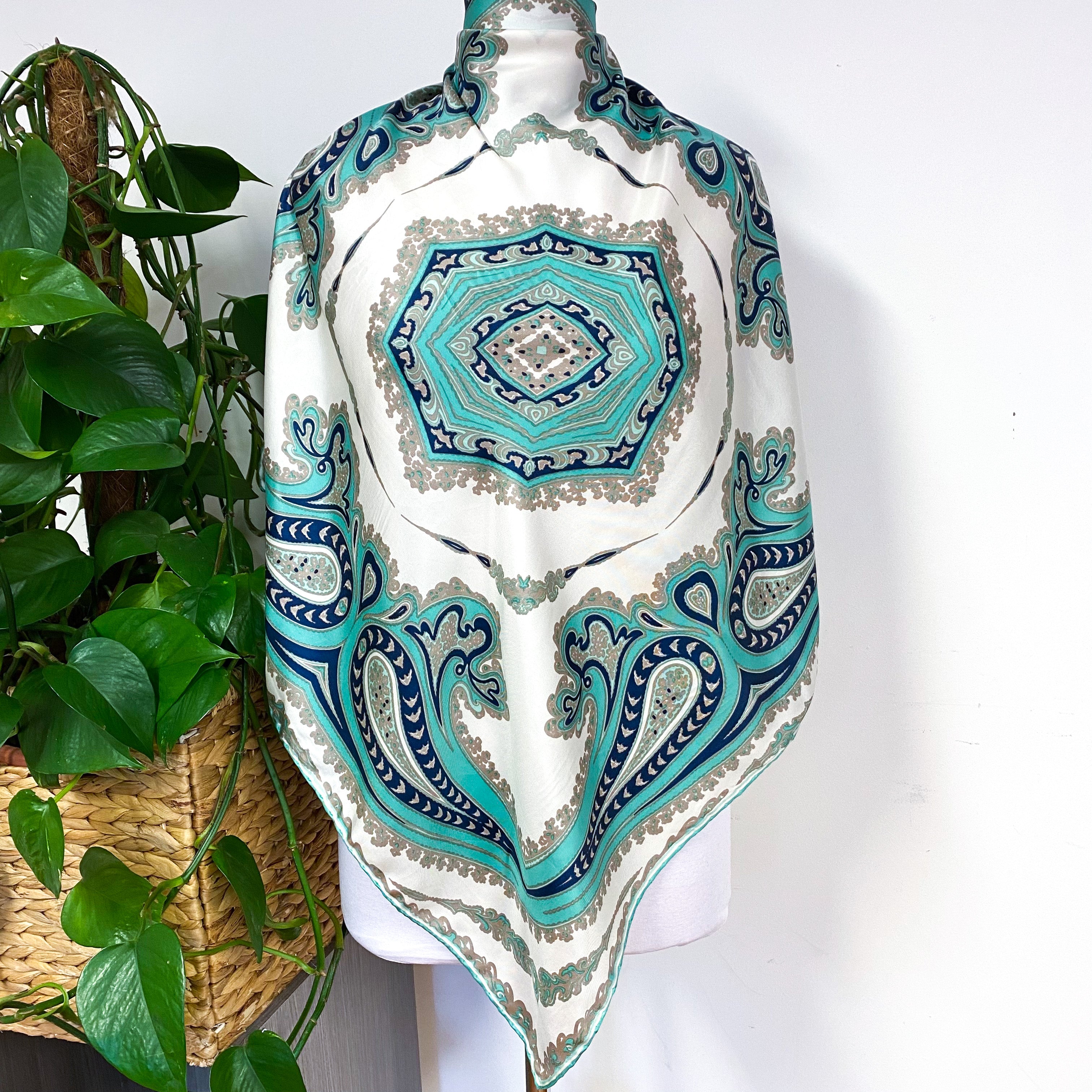 1970s Richard Allan Paisley Vintage Silk Scarf