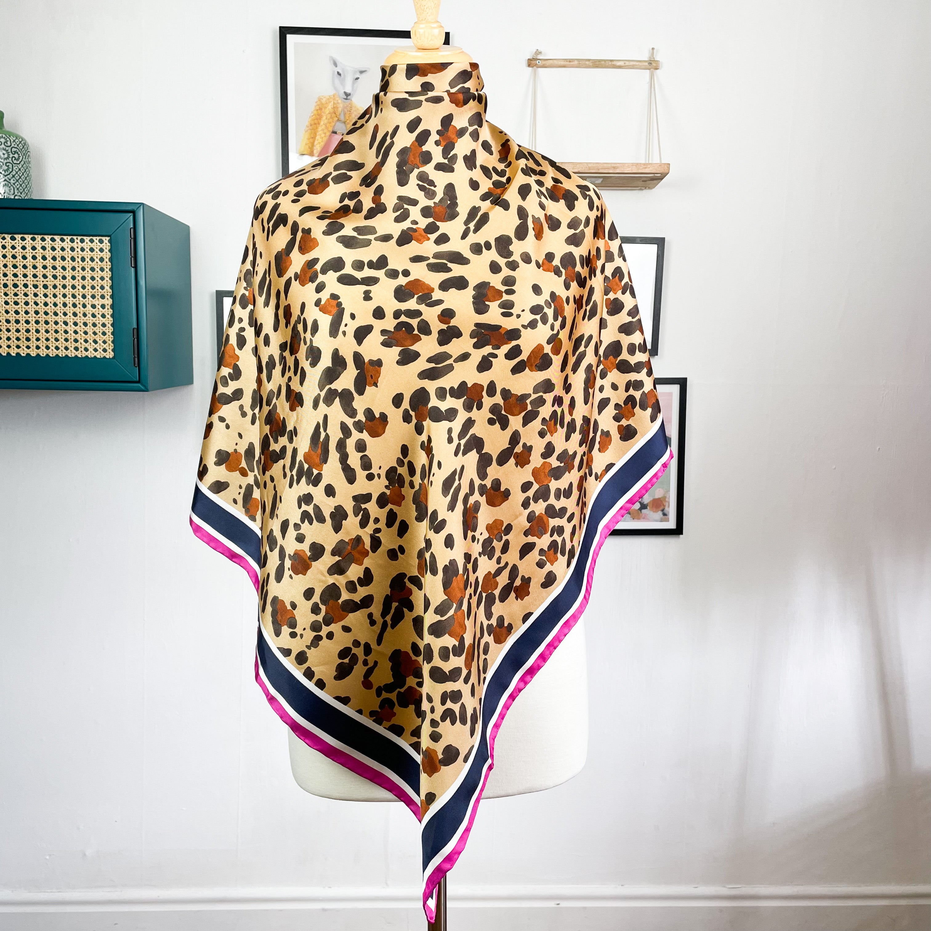 Joules Leopard Print Design Silk Scarf
