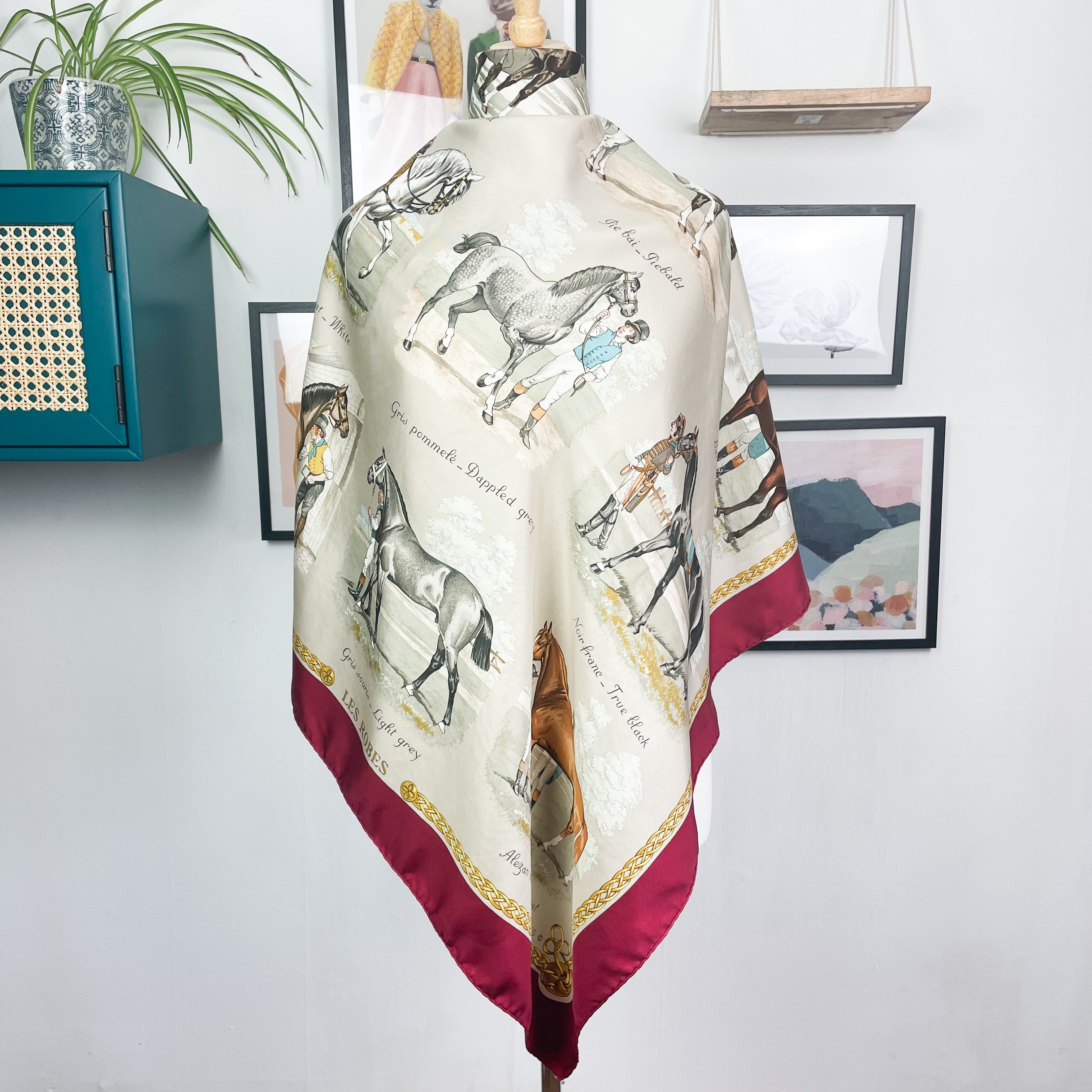 Boxed Hermes Les Roves 1968 Designer Silk Scarf