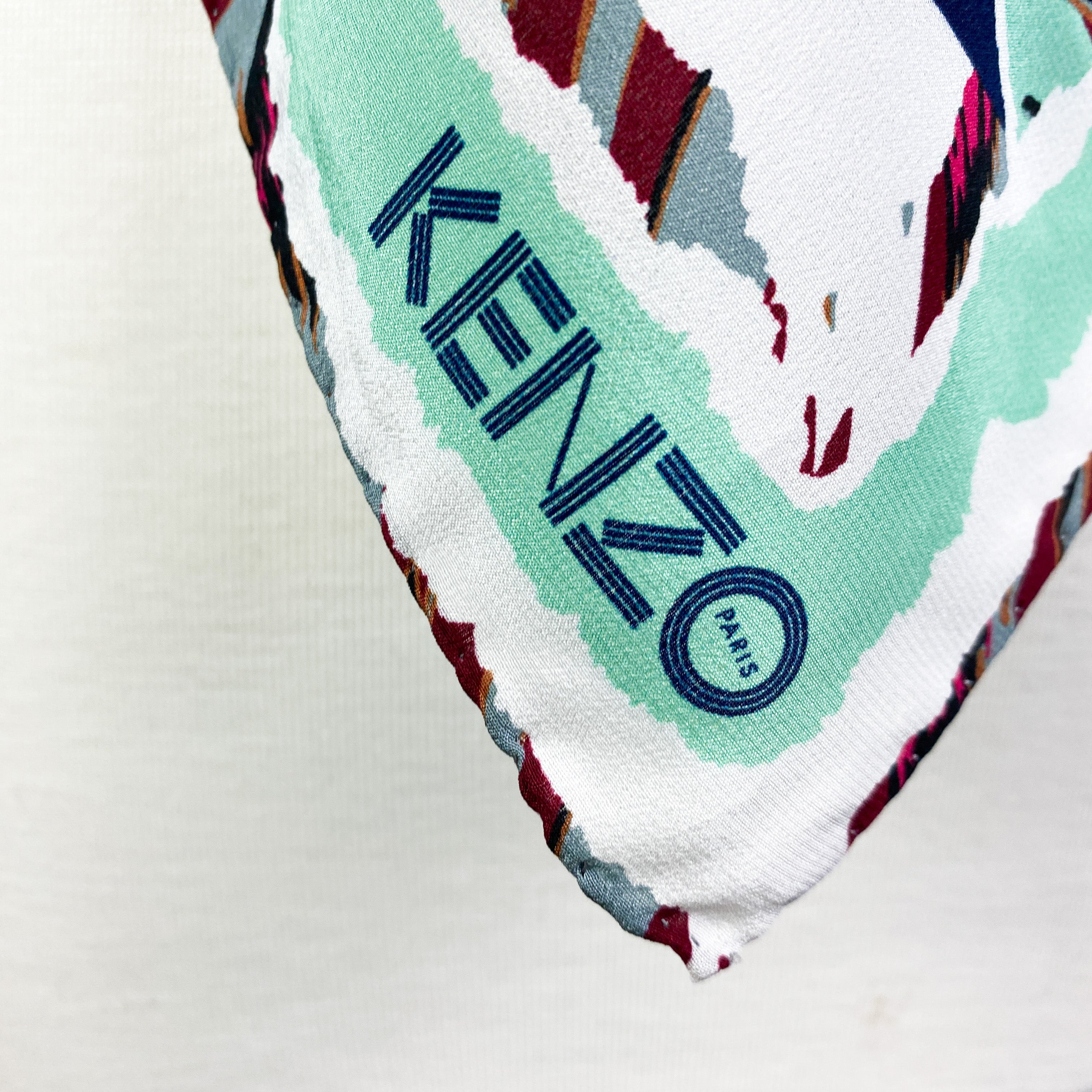 Kenzo Abstract Designer Silk Scarf