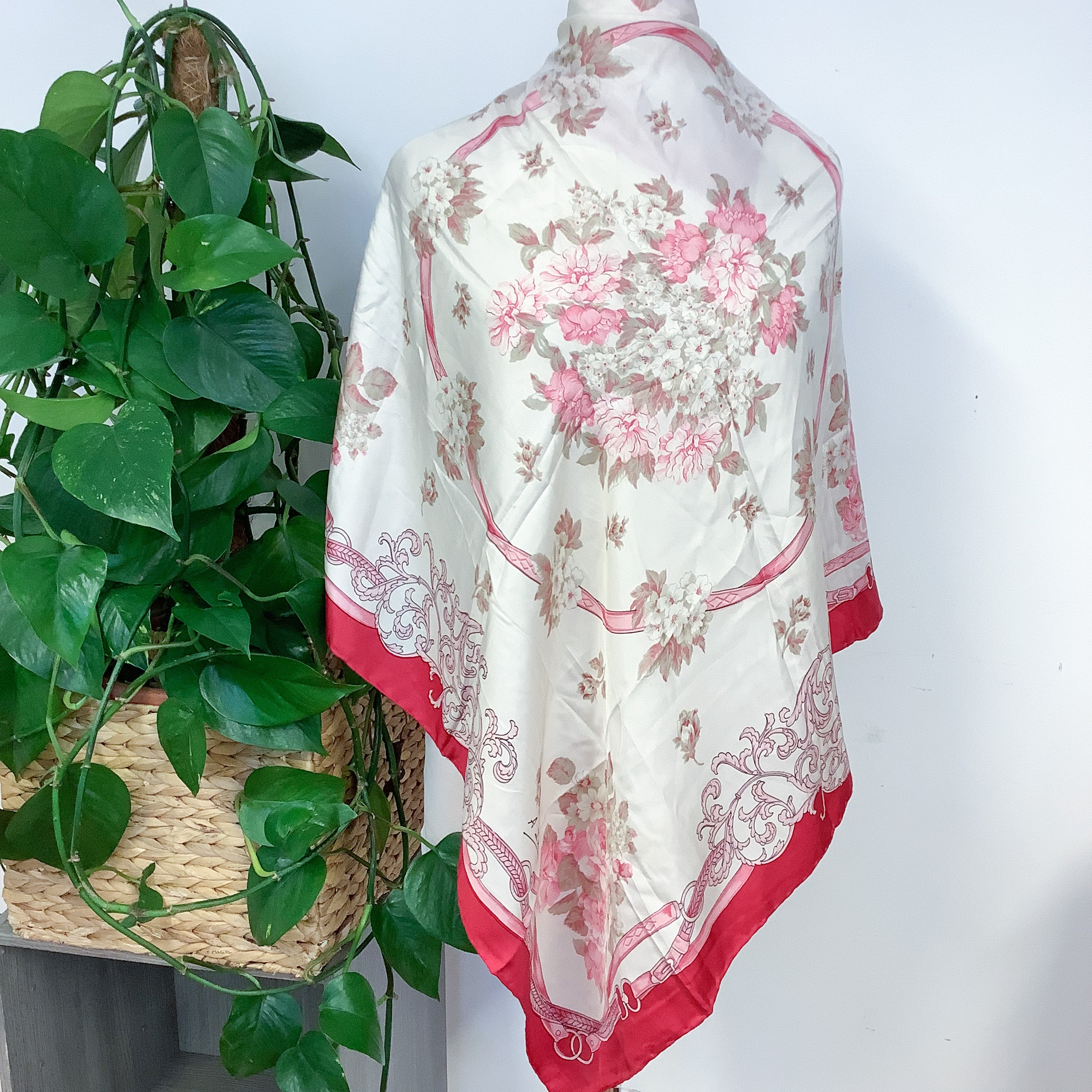 Pretty Pinks Floral Vintage Silk Scarf