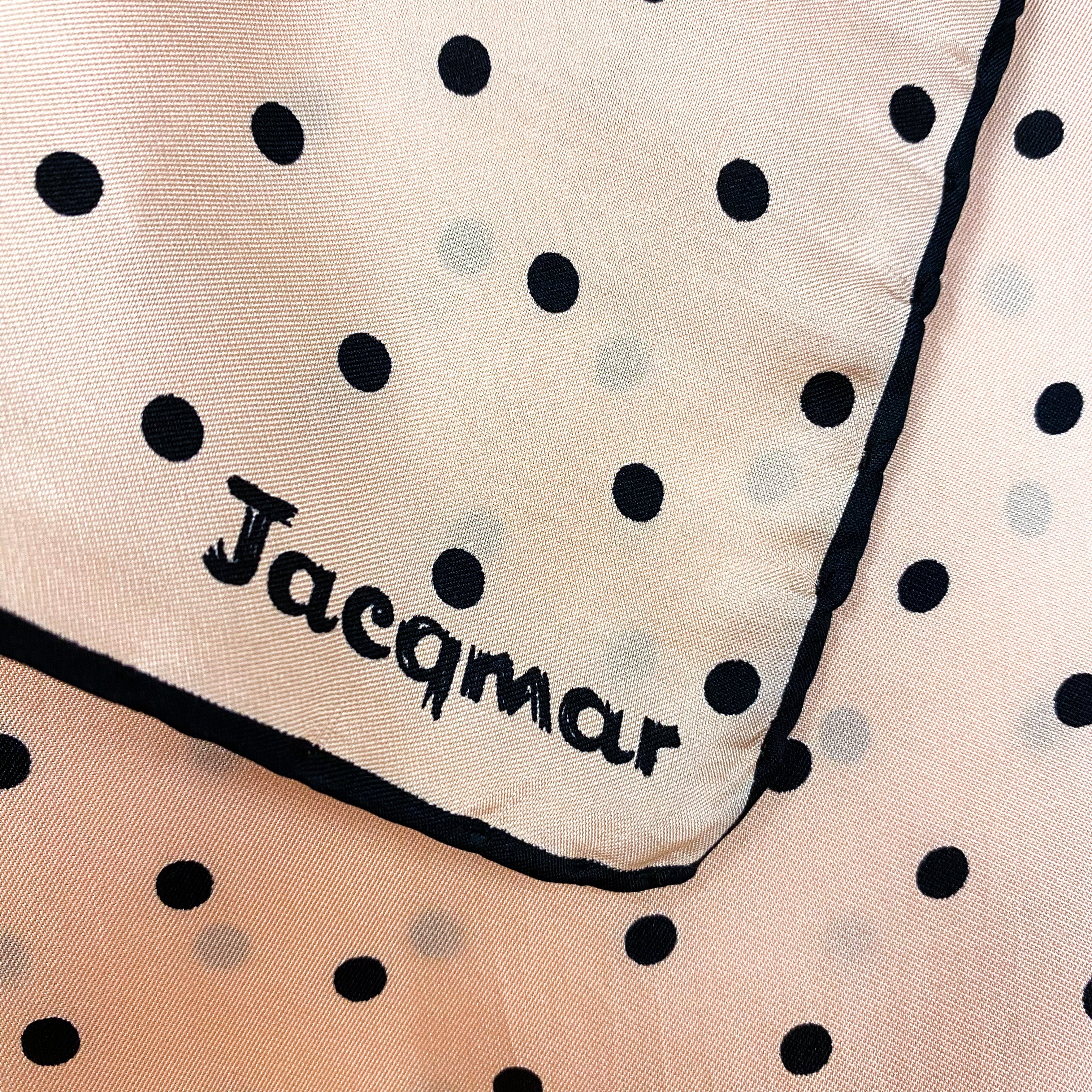 1970s Oyster Pink Spotty Jacqmar Vintage Silk Scarf