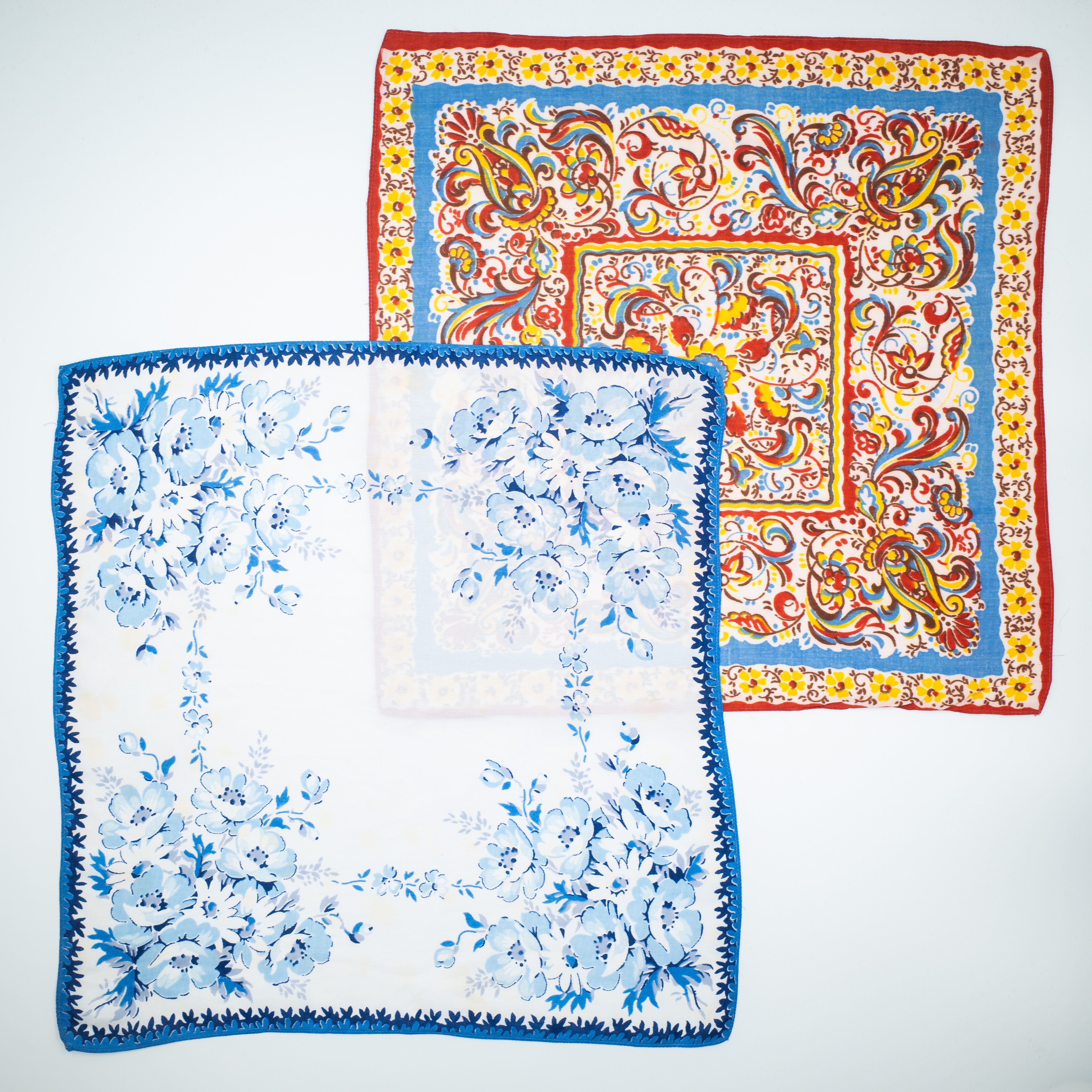 Pair of Small Vintage Silky Hankies