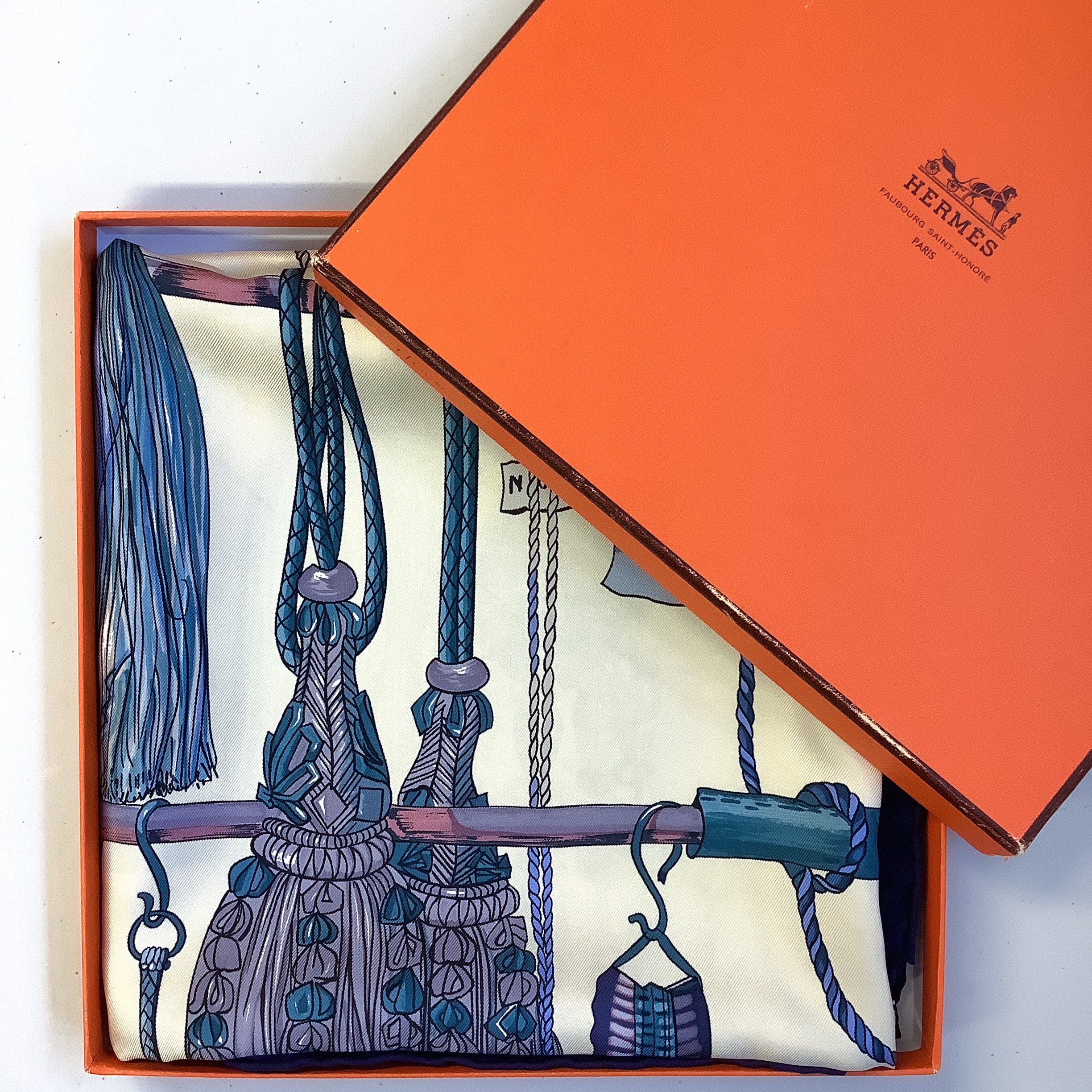 Boxed Hermes Passementerie 2004 Designer Silk Scarf