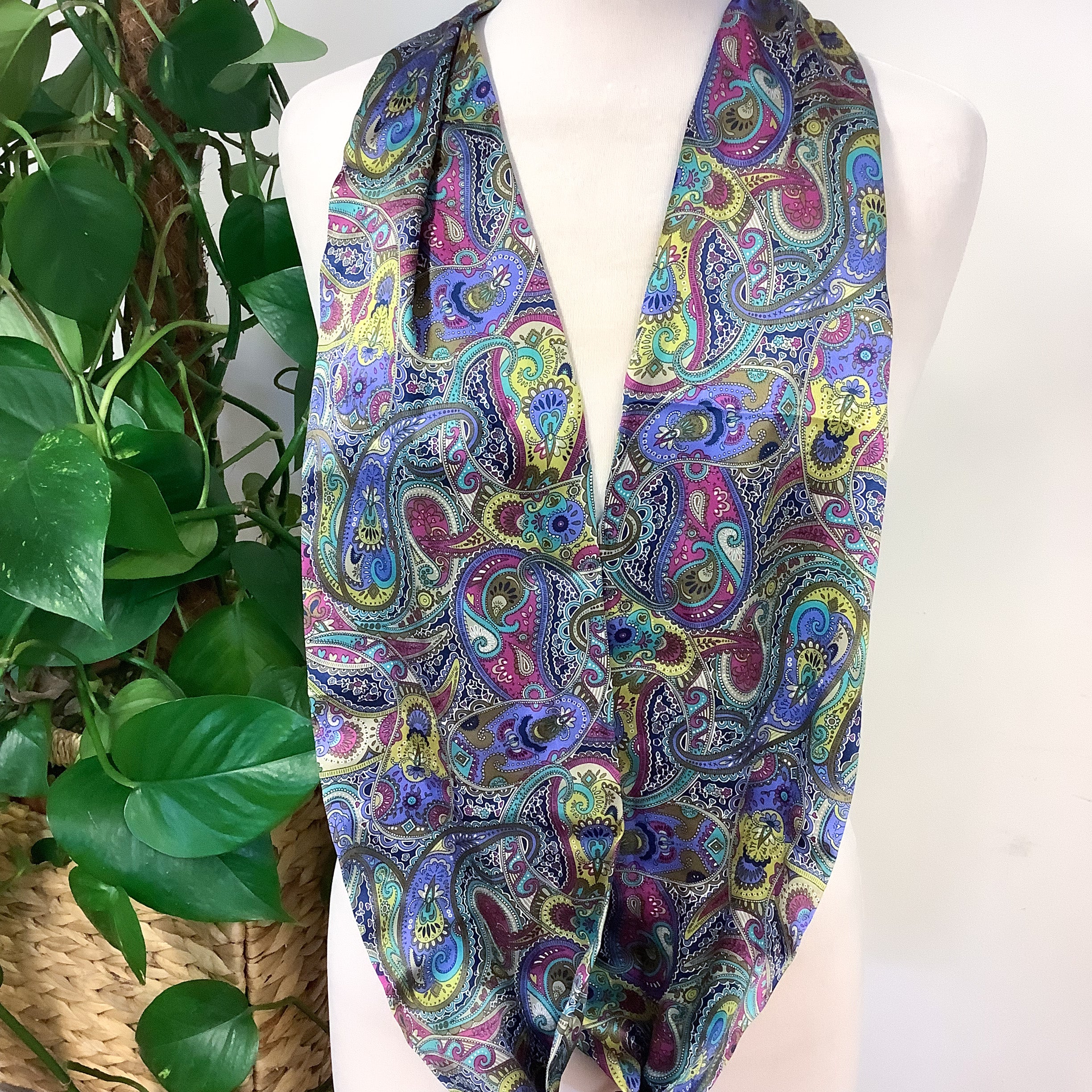 Boxed Ladycrow Paisley Design Modern Silk Scarf