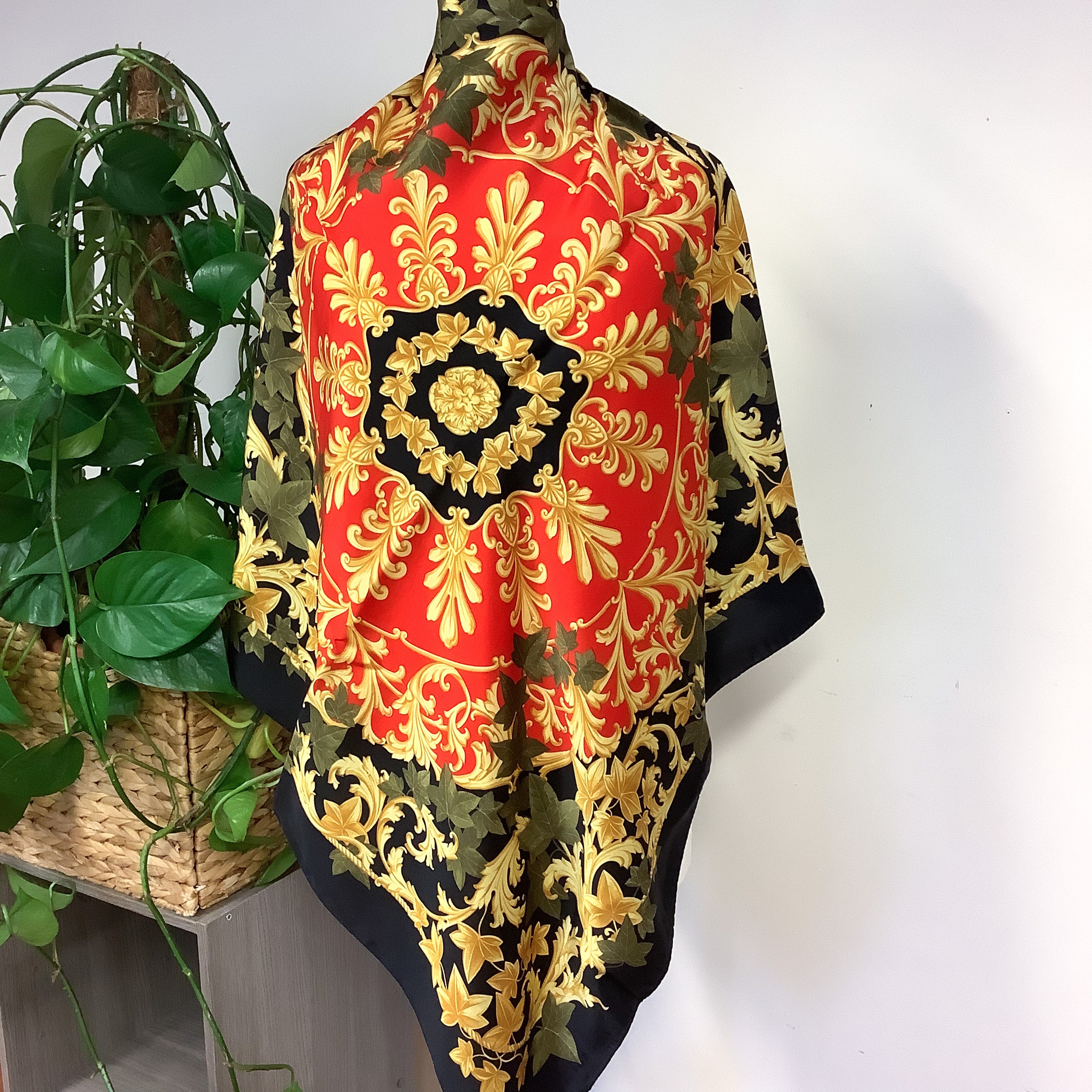 Large Fleur de Lis Italian Vintage Silk Scarf
