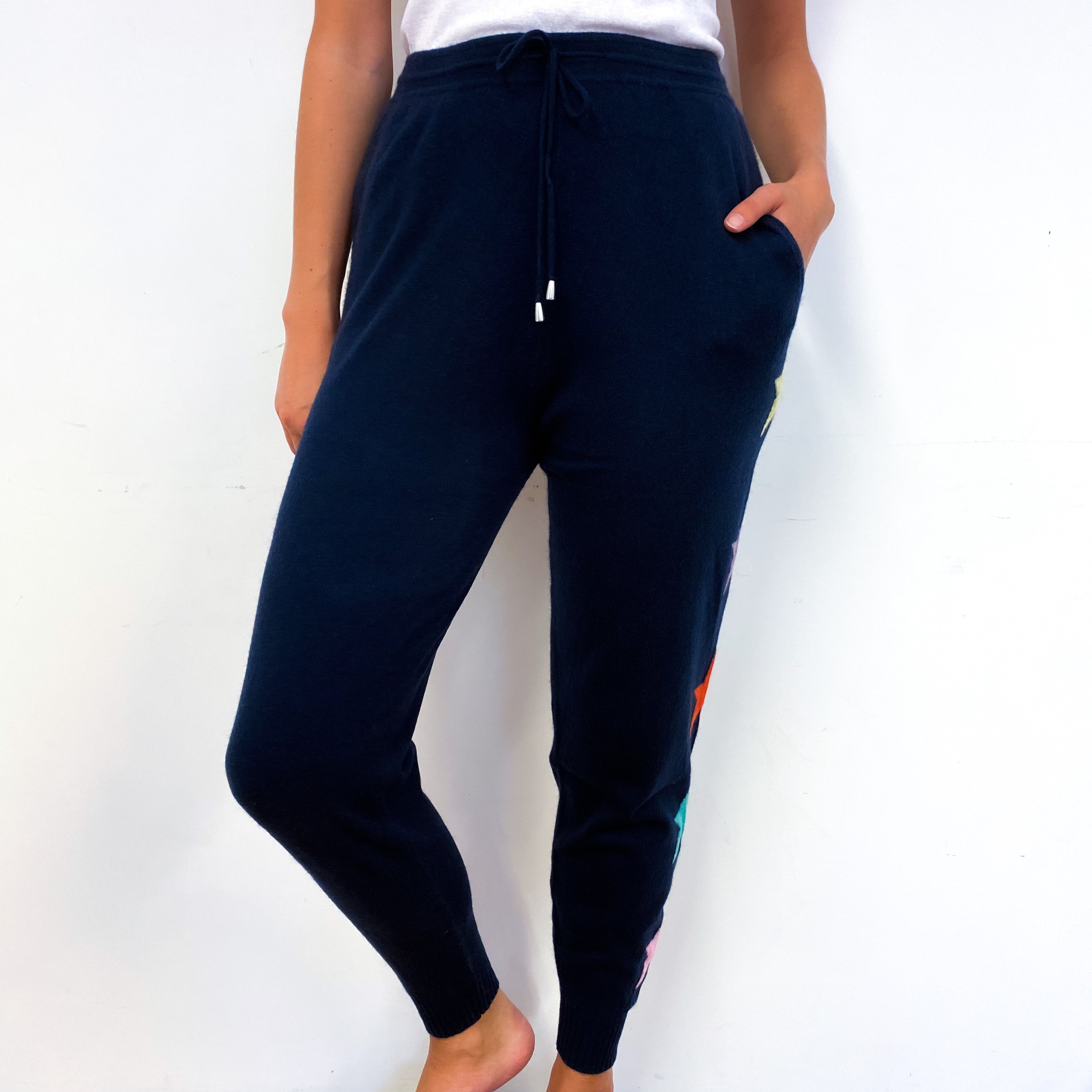 Dark Navy Colourful Star Cashmere Lounge Pants Small