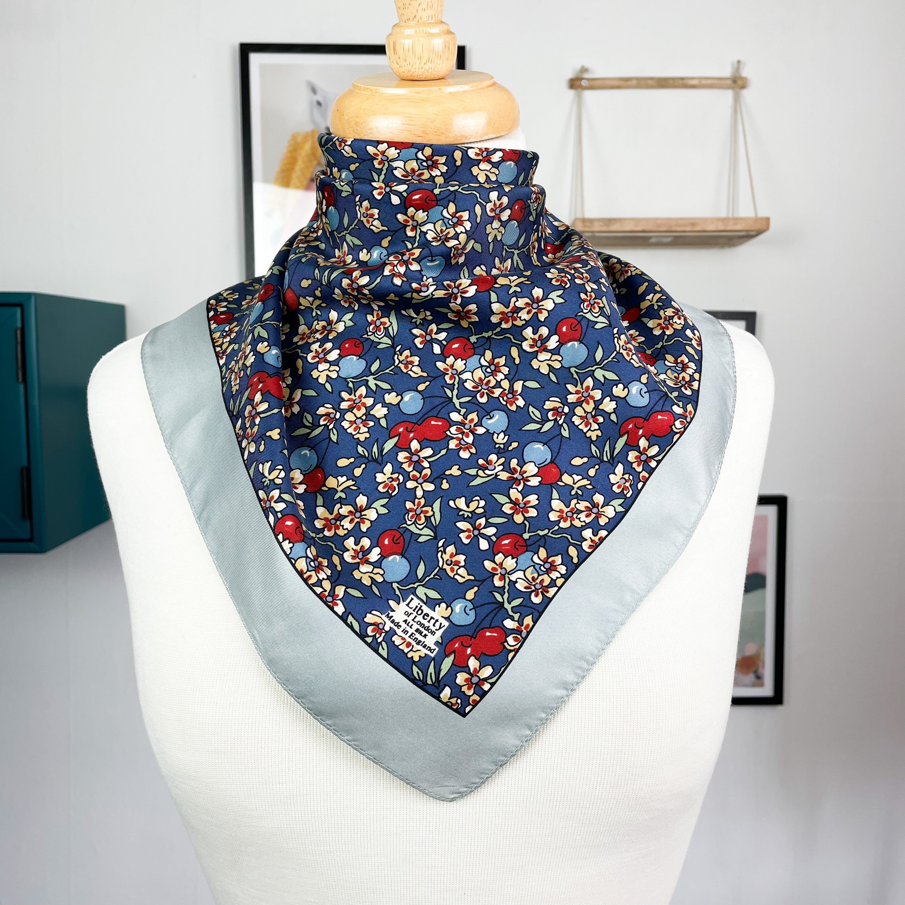 1970s Liberty Floral Small Vintage Silk Scarf