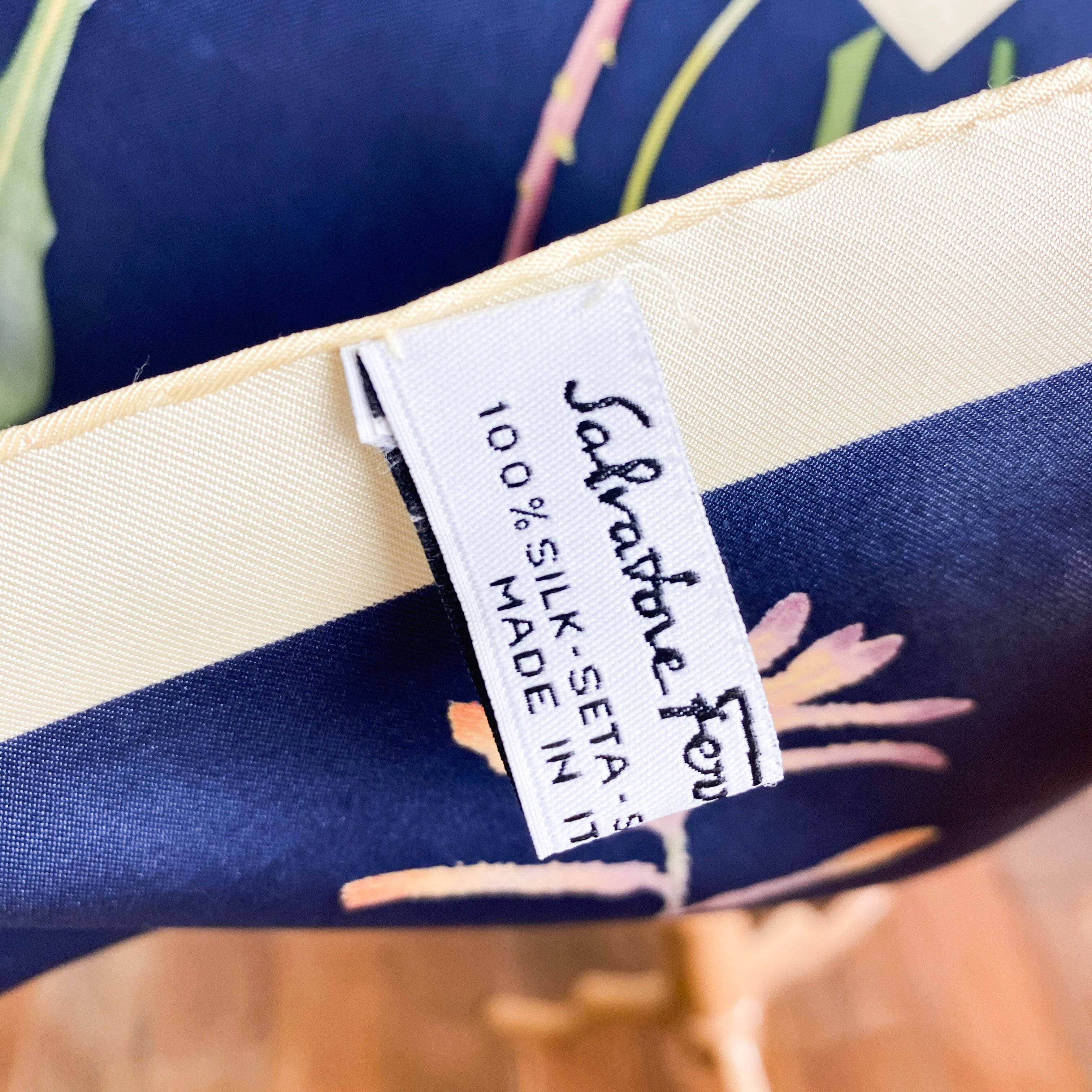 Salvatore Ferragamo Floral Design Vintage Silk Scarf