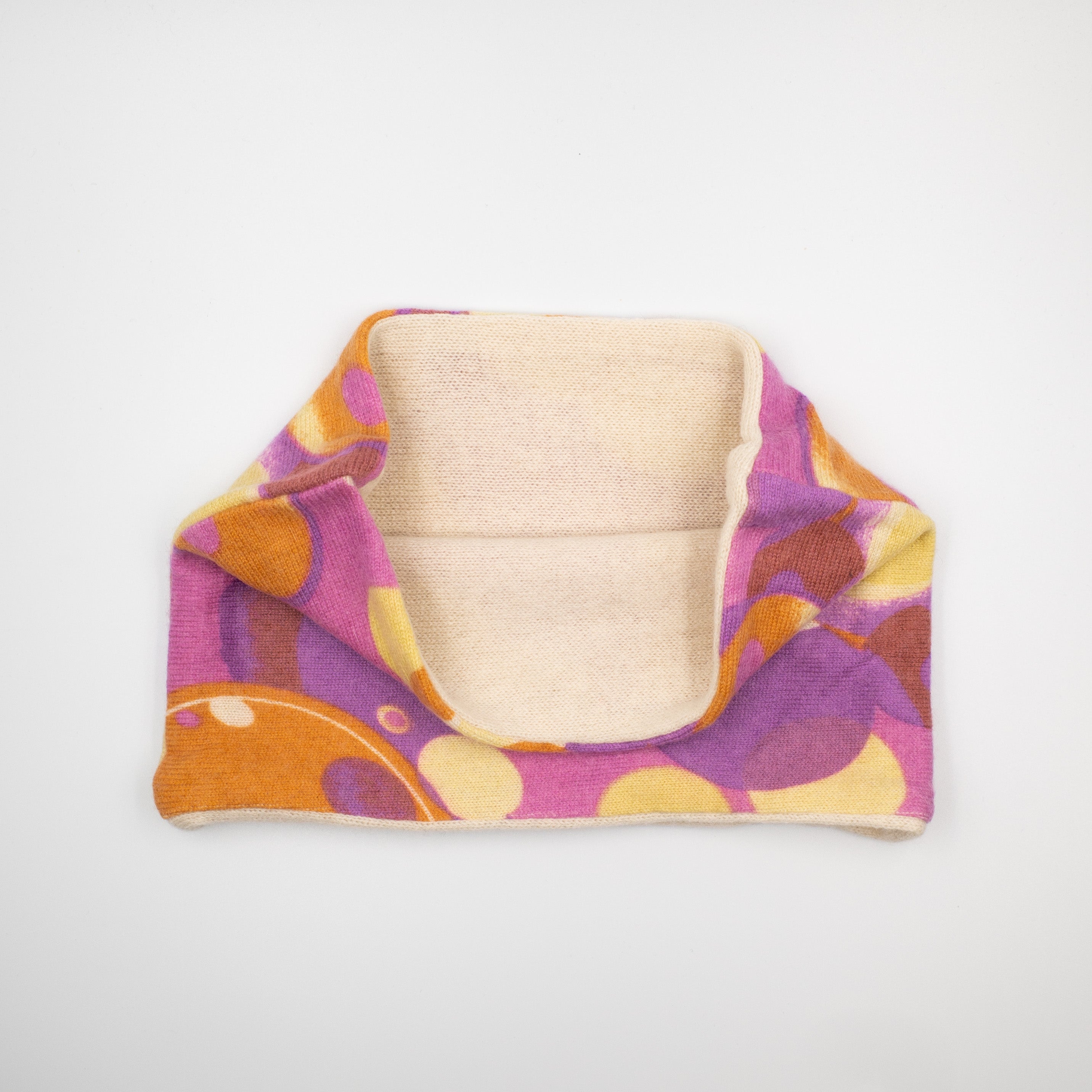 Cream and Pink, Purple, Orange Pattern Neck Warmer