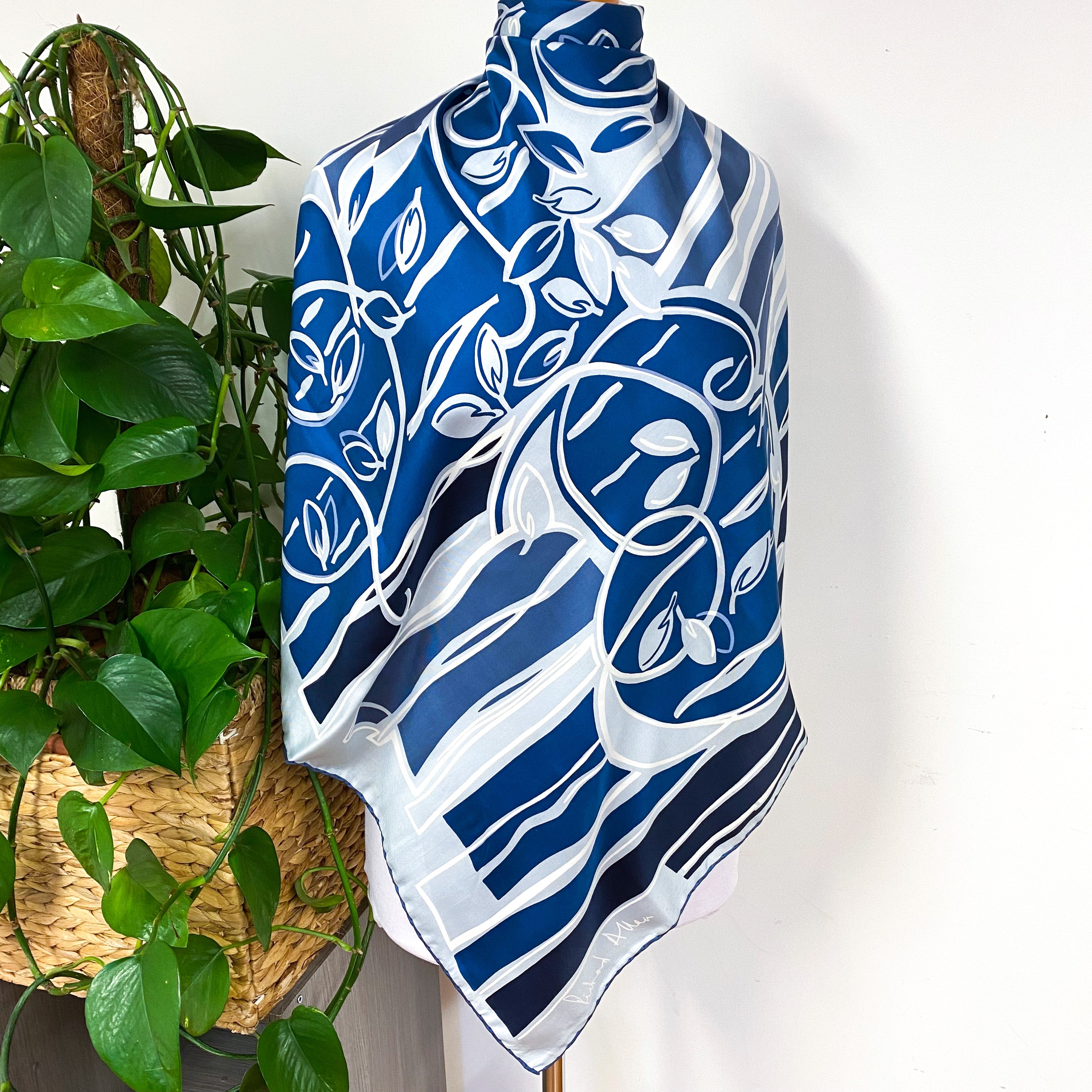 1970s Richard Allan Abstract Vintage Silk Scarf