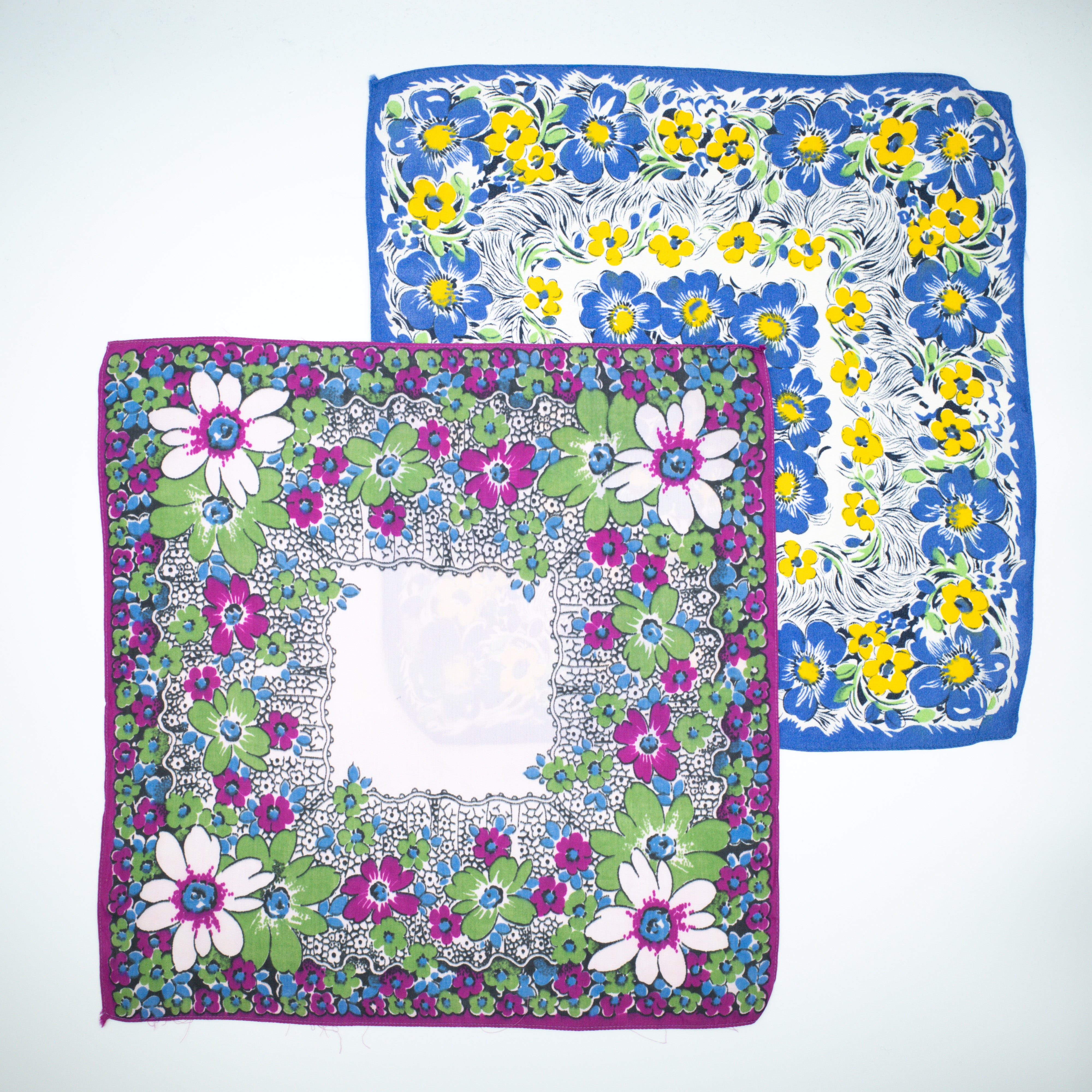 Pair of Small Vintage Silky Hankies