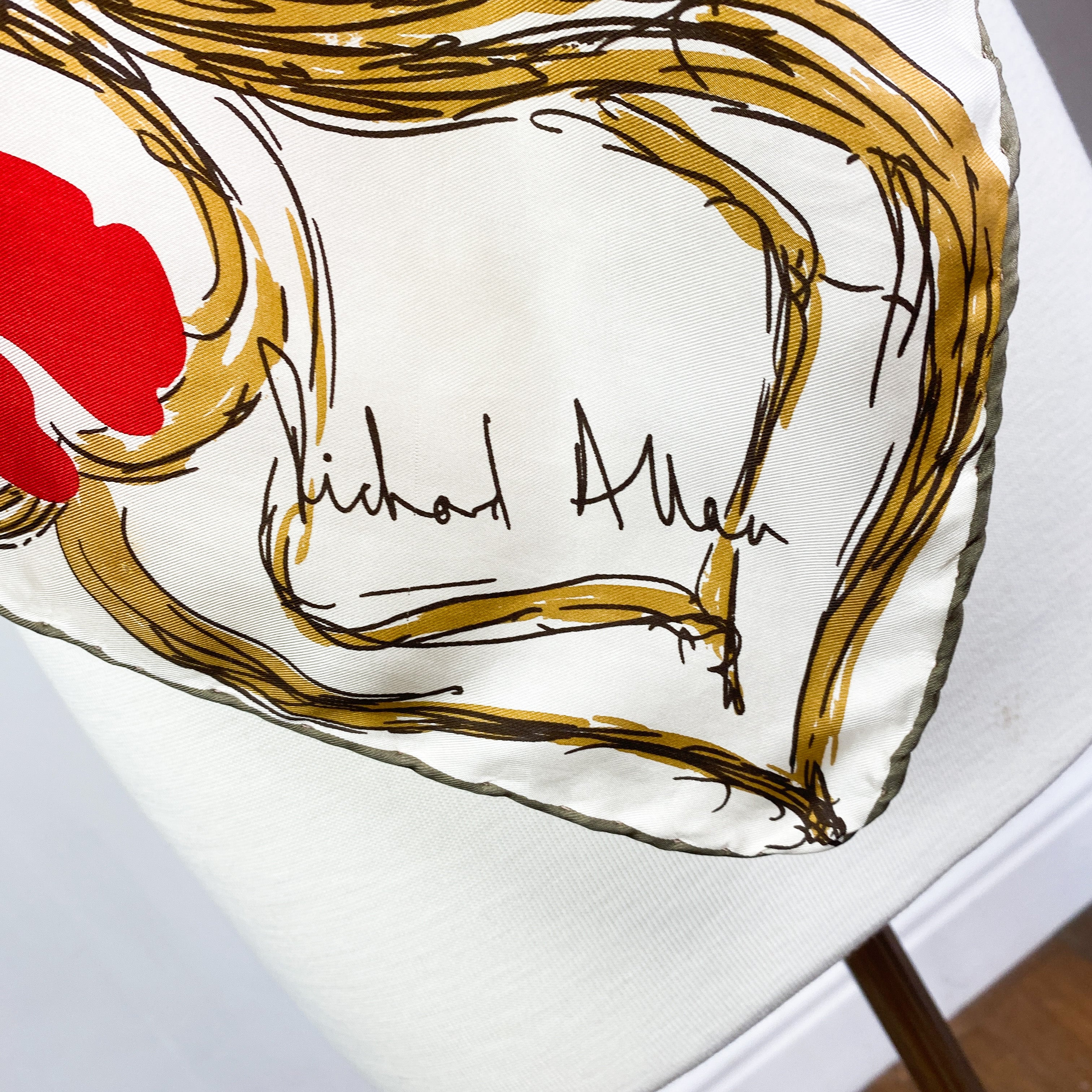 1970s Richard Allan Abstract Floral Design Vintage Silk Scarf