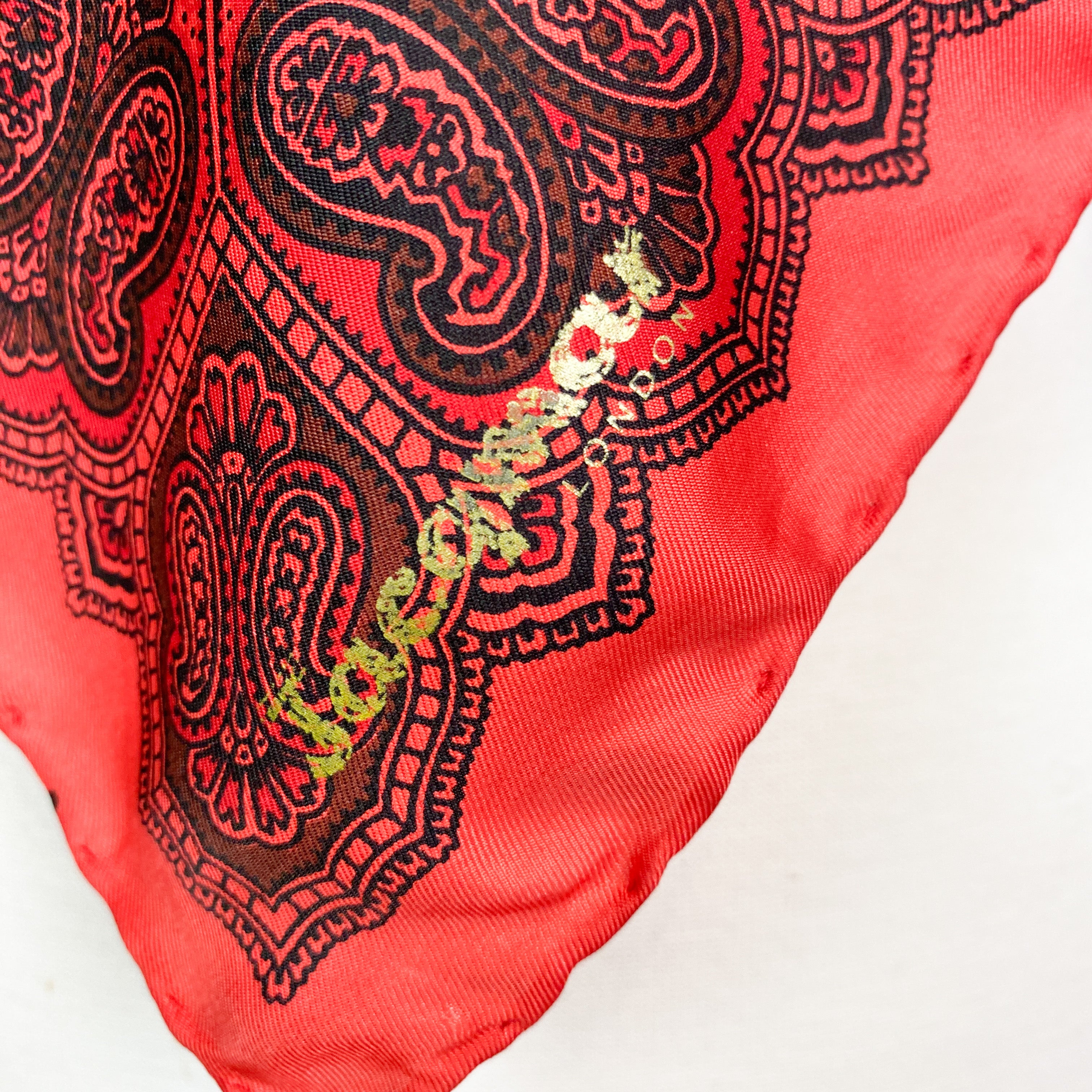 1970s Jacqmar Small Red Paisley Design Vintage Silk Scarf
