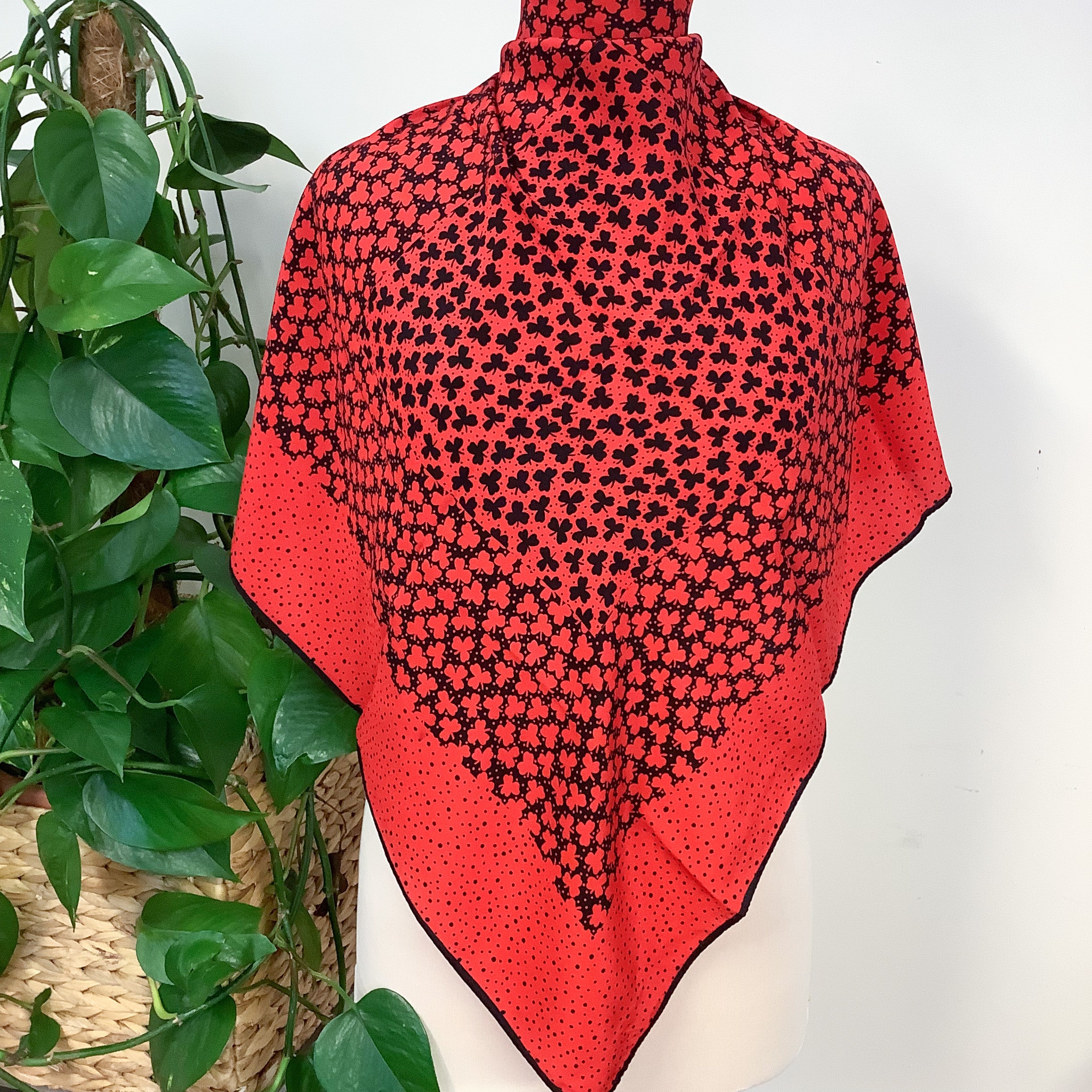1980s Navy and Red Jaeger Vintage Silk Scarf