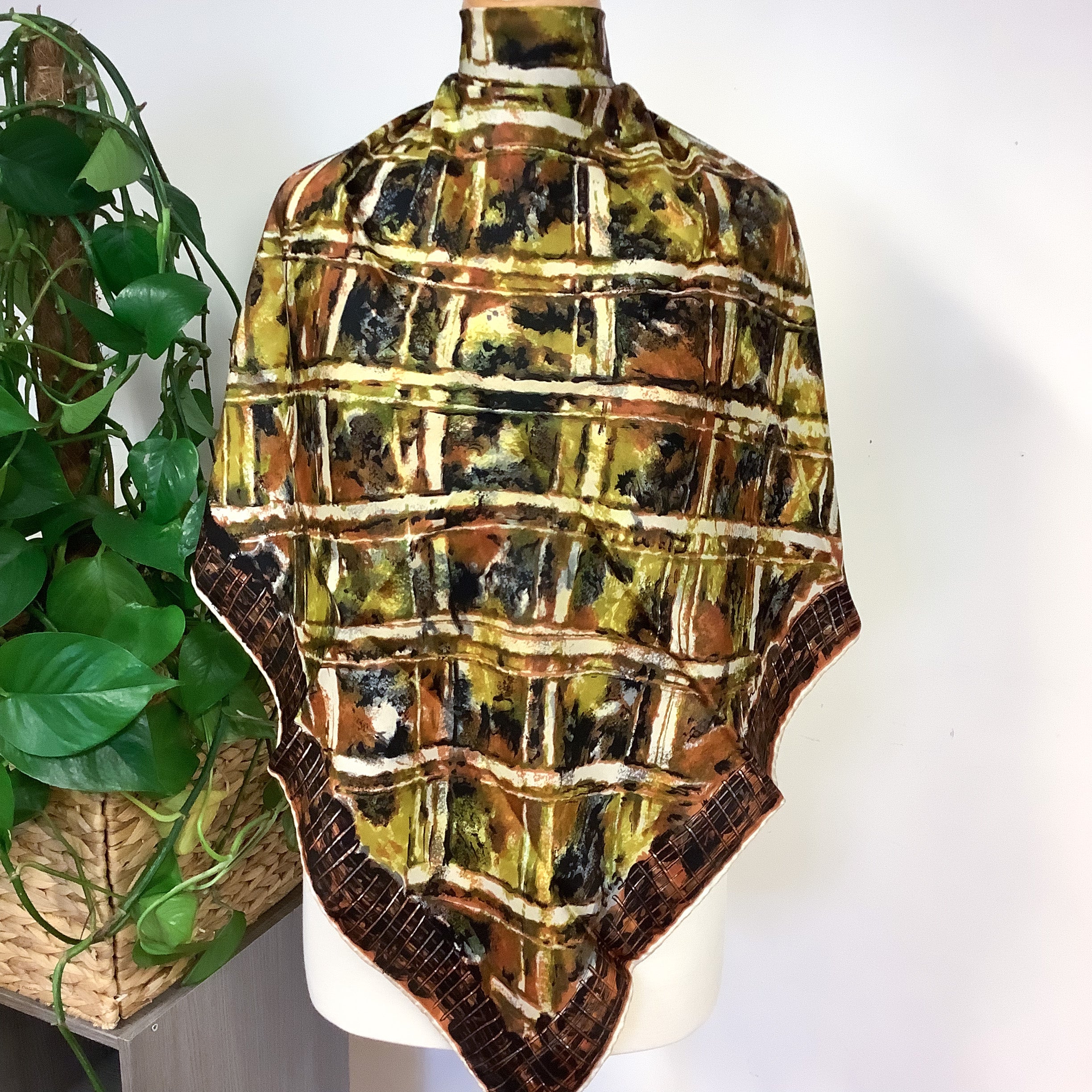 Abstract Design 1960s Vintage Silk Scarf