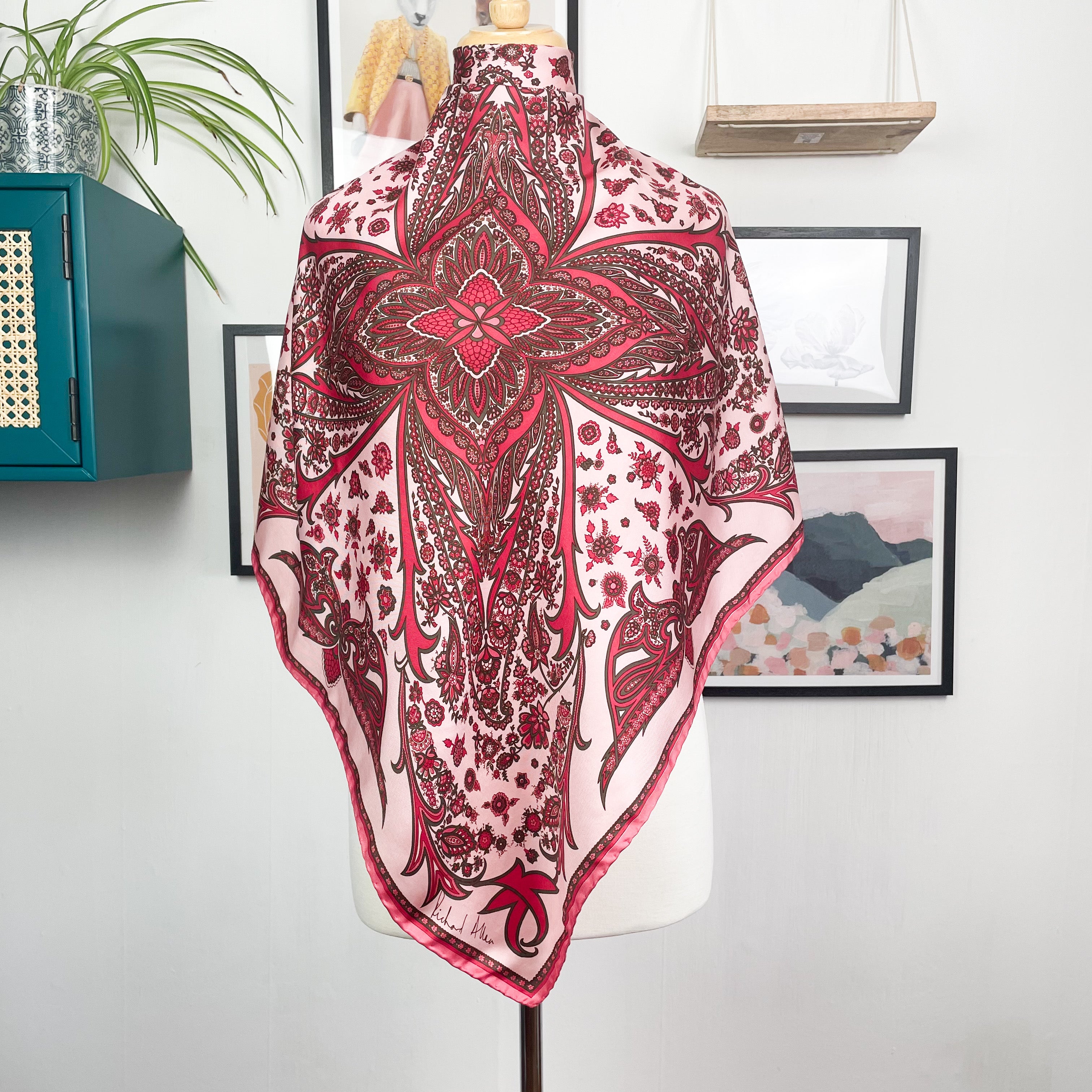 1970s Richard Allan Abstract Vintage Silk Scarf