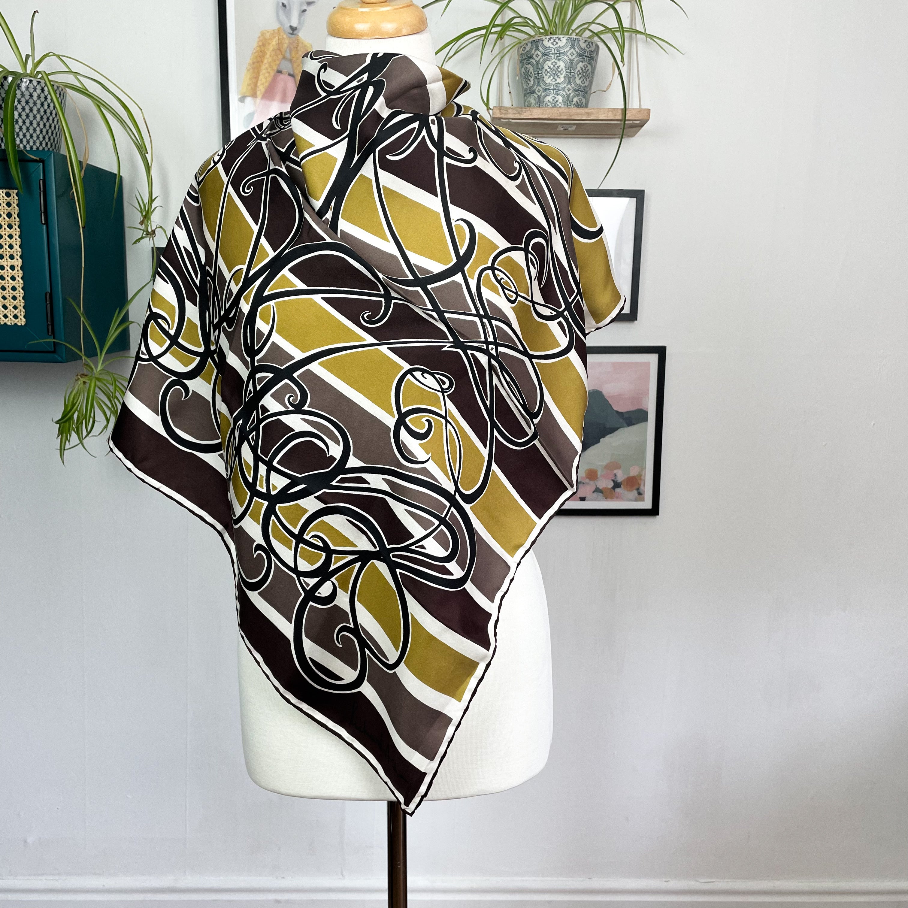 1970s Richard Allan Abstract Design Vintage Silk Scarf