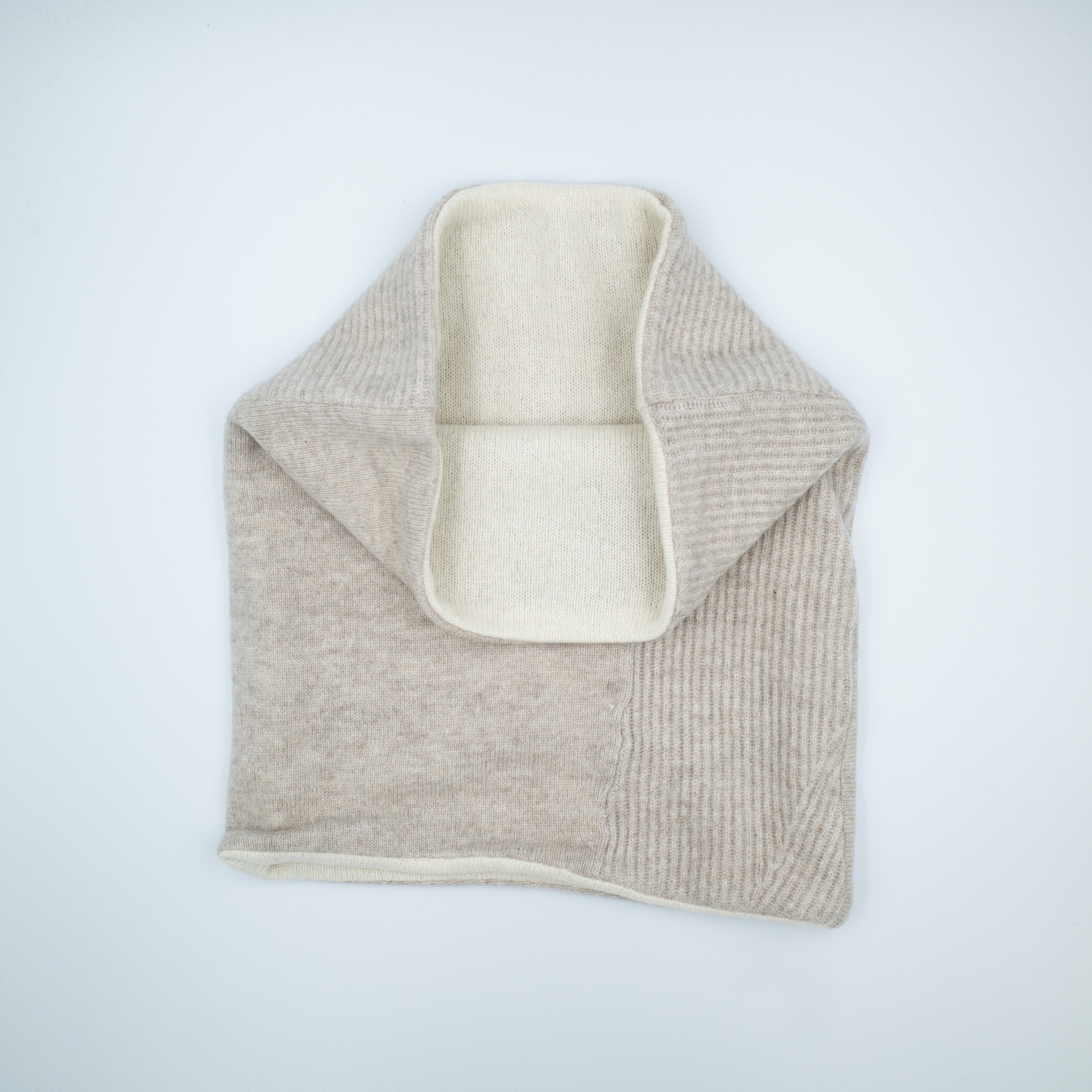Cream and Oatmeal Rib Luxury Double Layered Snood
