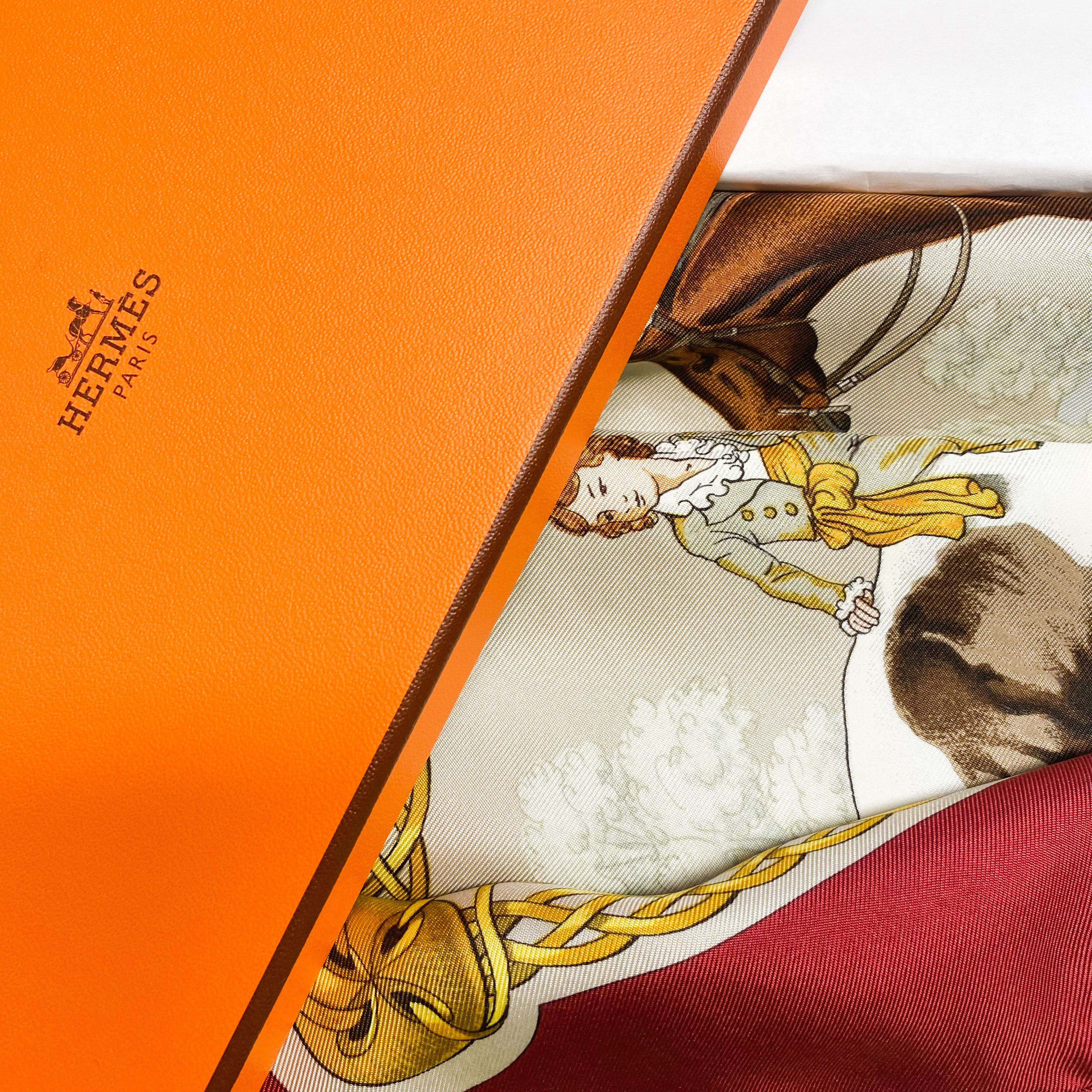 Boxed Hermes Les Roves 1968 Designer Silk Scarf