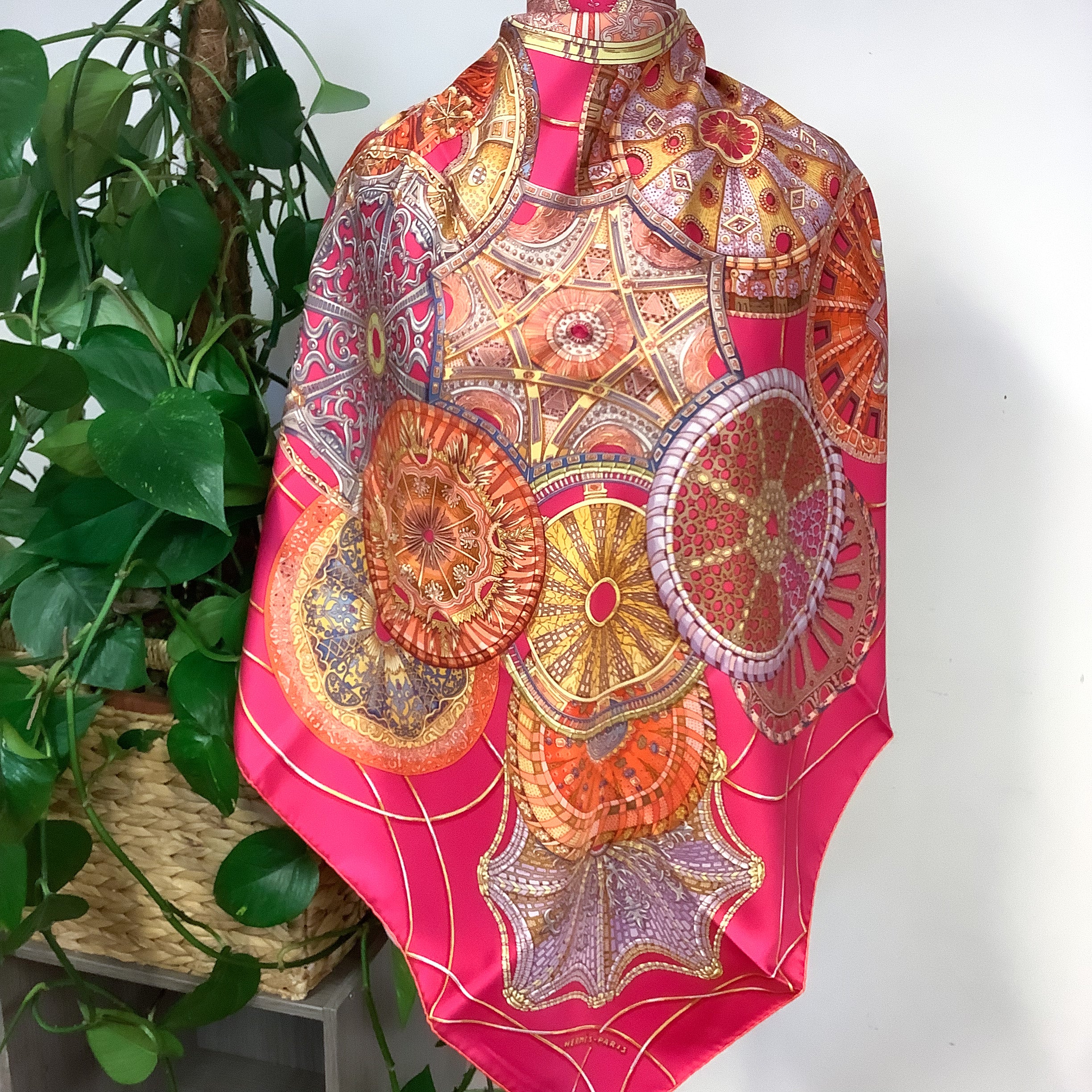 Boxed Hermes Les Domes Celeste Designer Silk Scarf