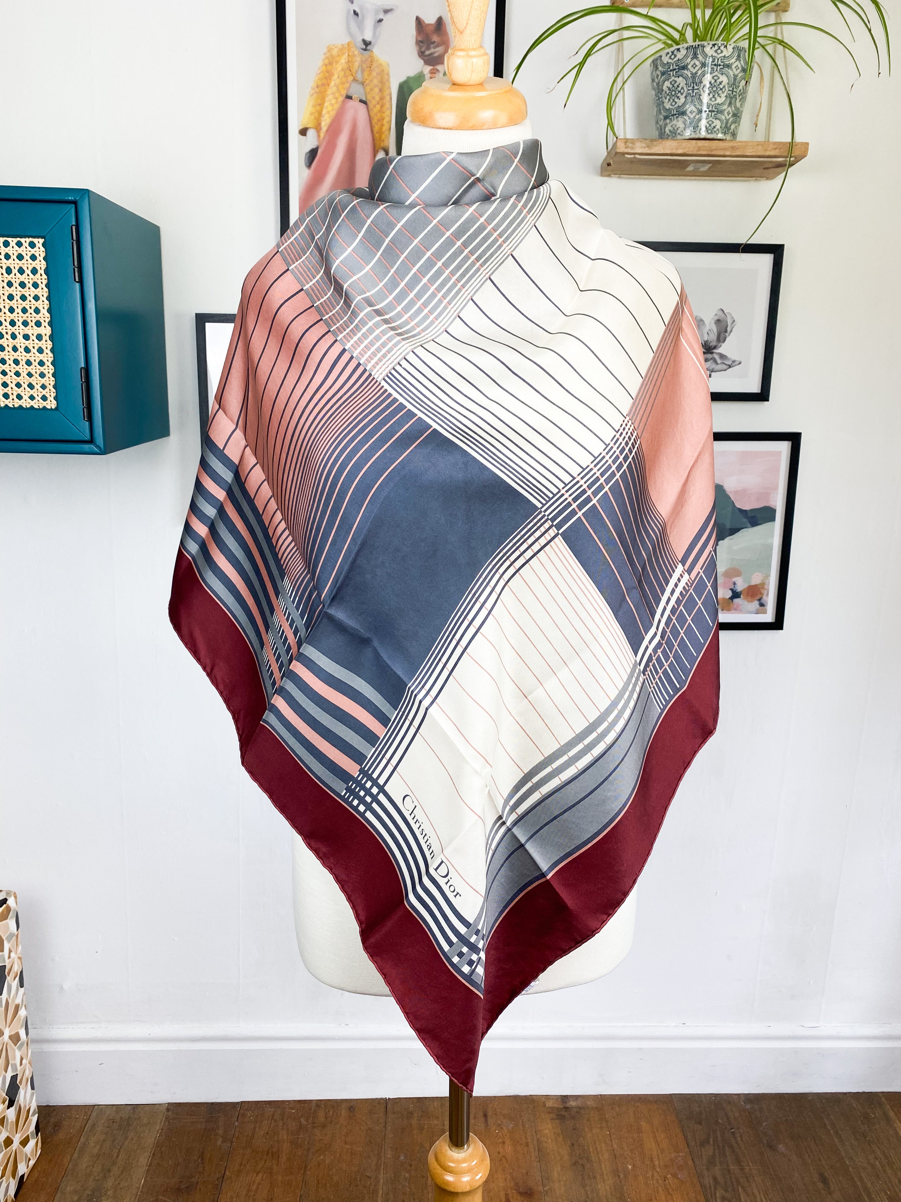 Christian Dior 1970s Vintage Silk Scarf