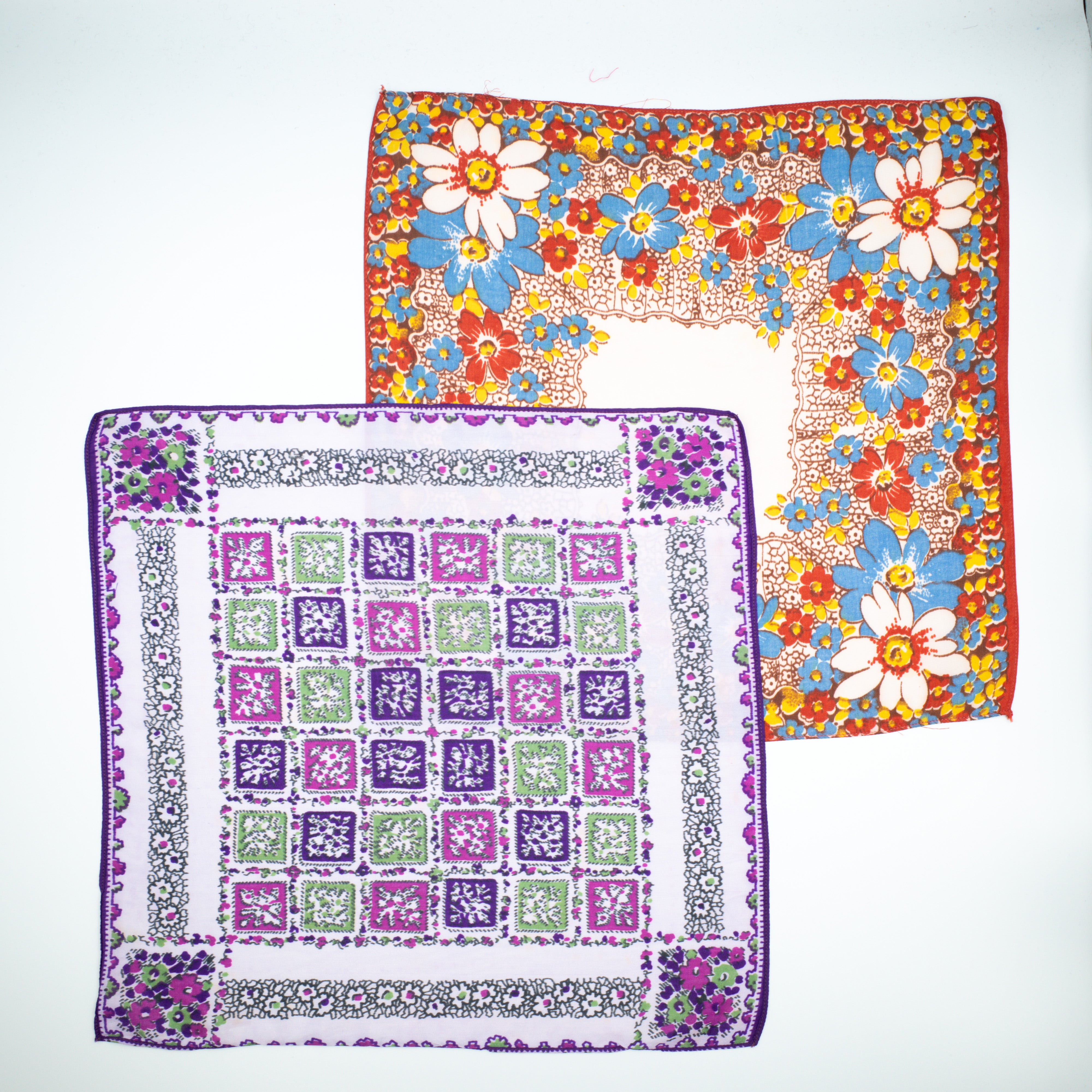 Pair of Small Vintage Silky Hankies